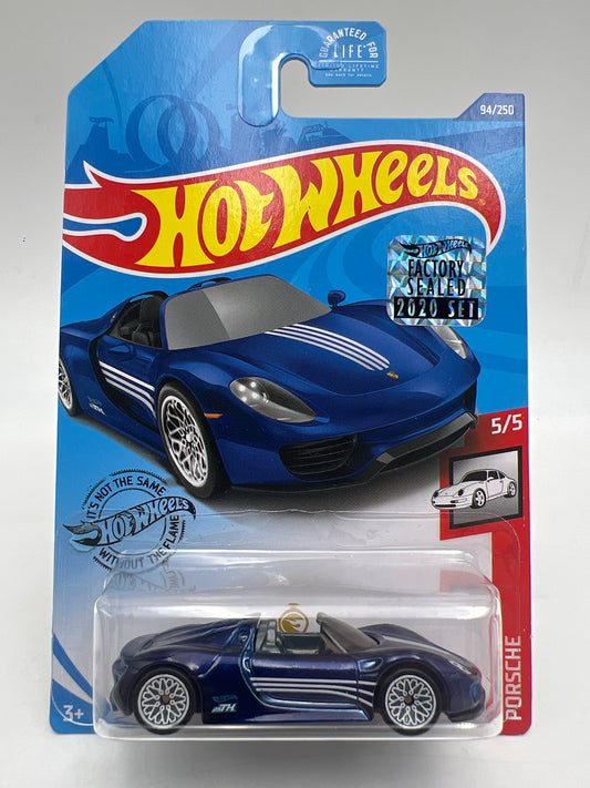 2020 Hot Wheels Factory Sealed Super Treasure Hunt #94 Porsche 918 Spyder Blue W/Protector