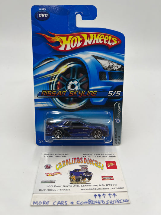 2006 Hot Wheels Dropstars #60 Nissan Skyline Dark Blue W/Protector