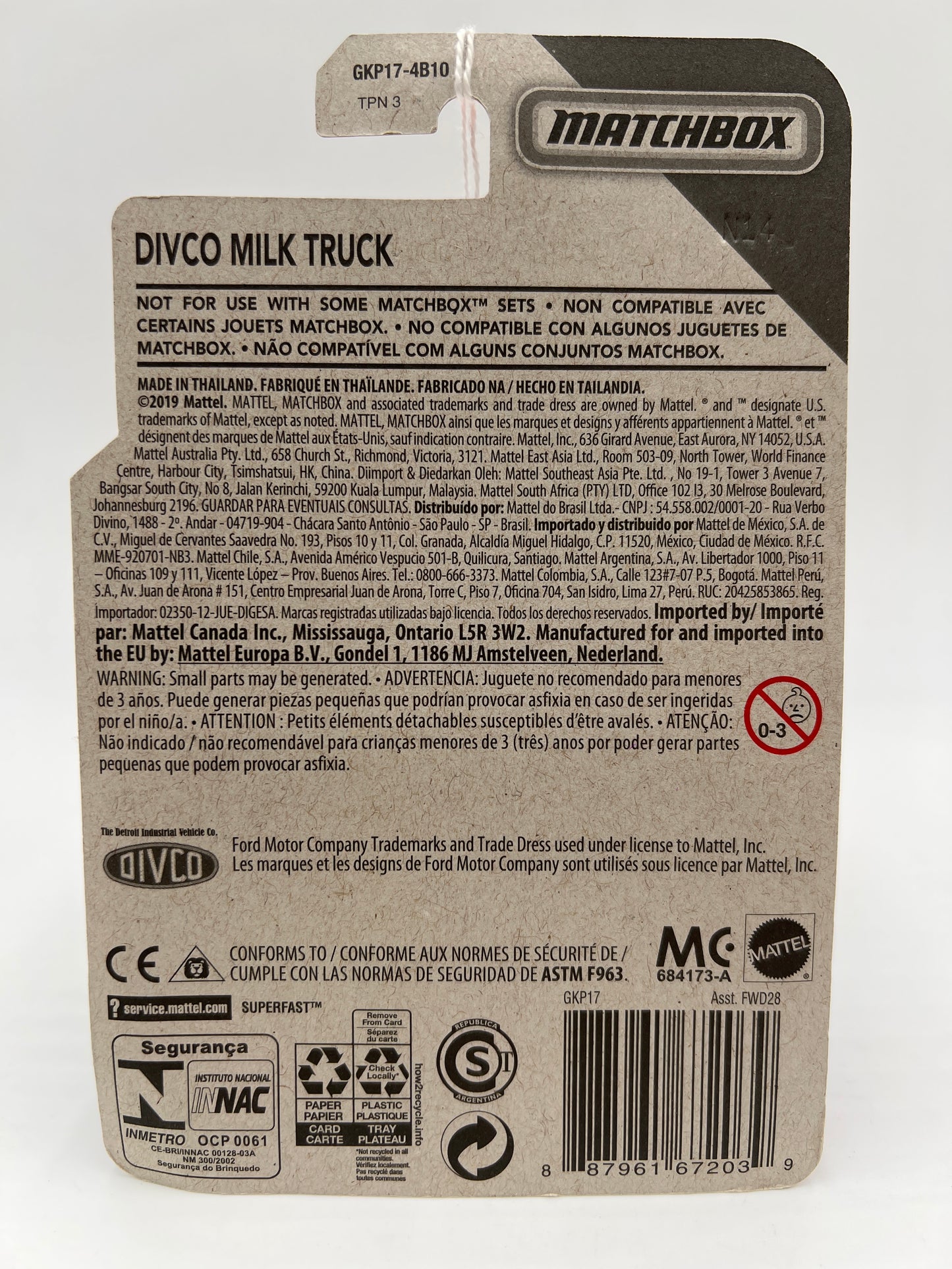 Matchbox Moving Parts Divco Milk Truck White 166J