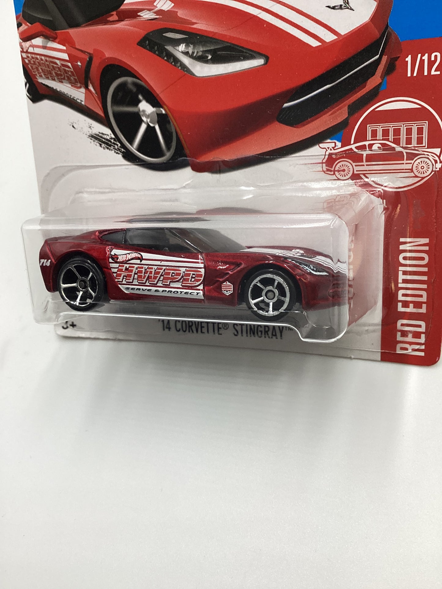 2017 Hot Wheels Target Red Edition #1 14 Corvette Stingray Red Cracked Blister 145G