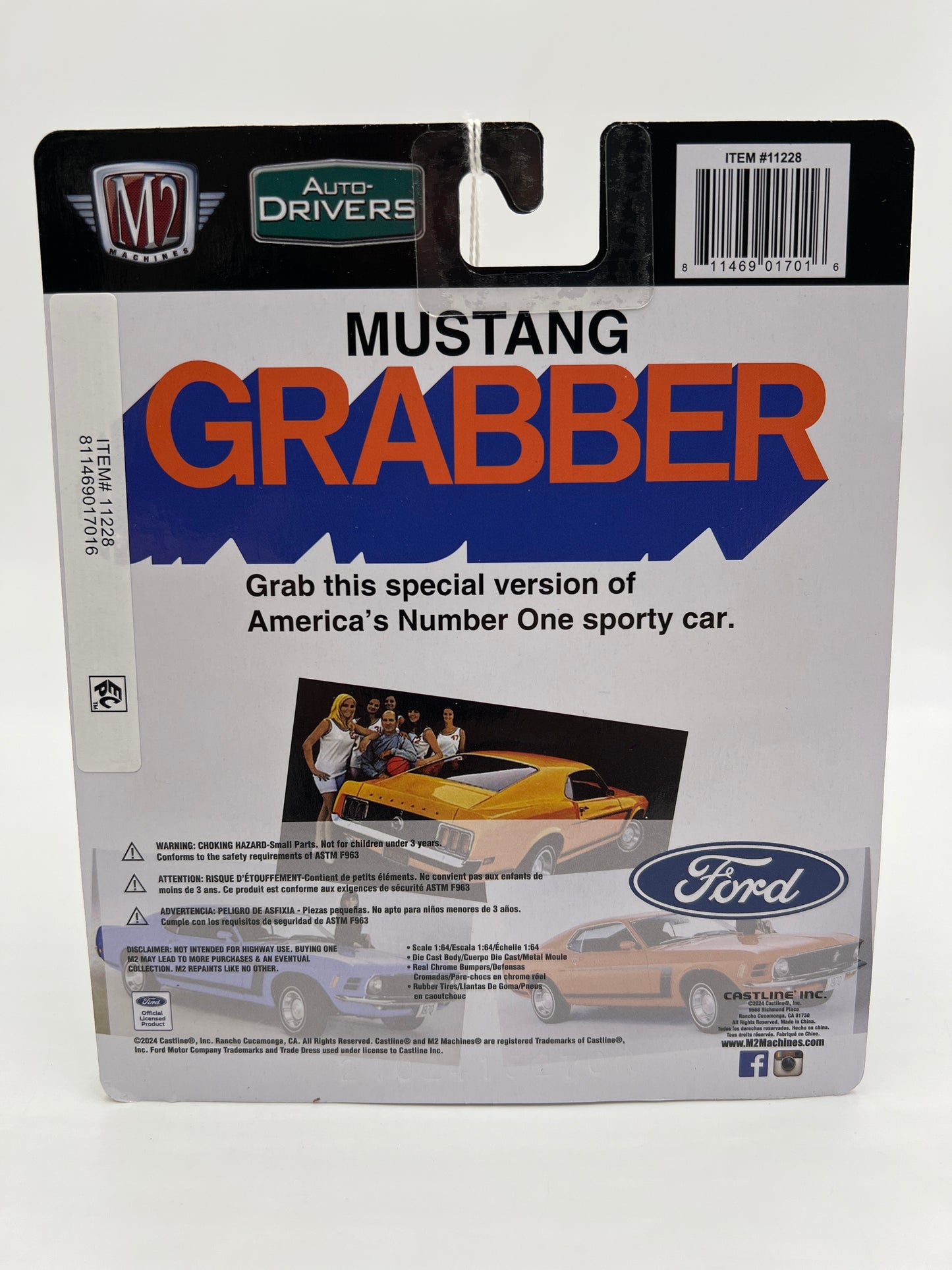 M2 Machines Auto-Drivers 1970 Ford Mustang Grabber Blue R122 189E