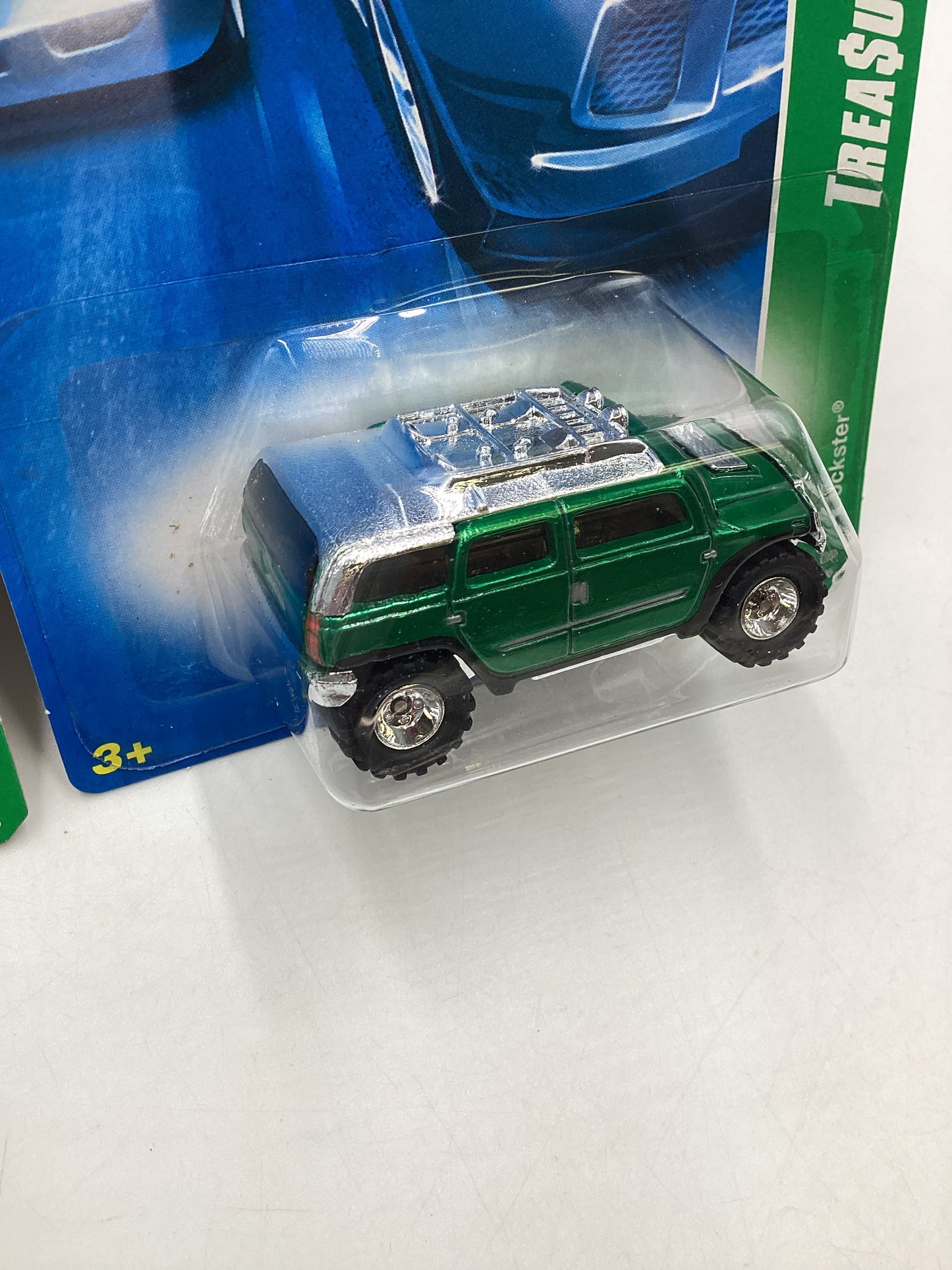 2008 Hot Wheels Super Treasure Hunt + Treasure Hunt Rockster Green #163 with protector