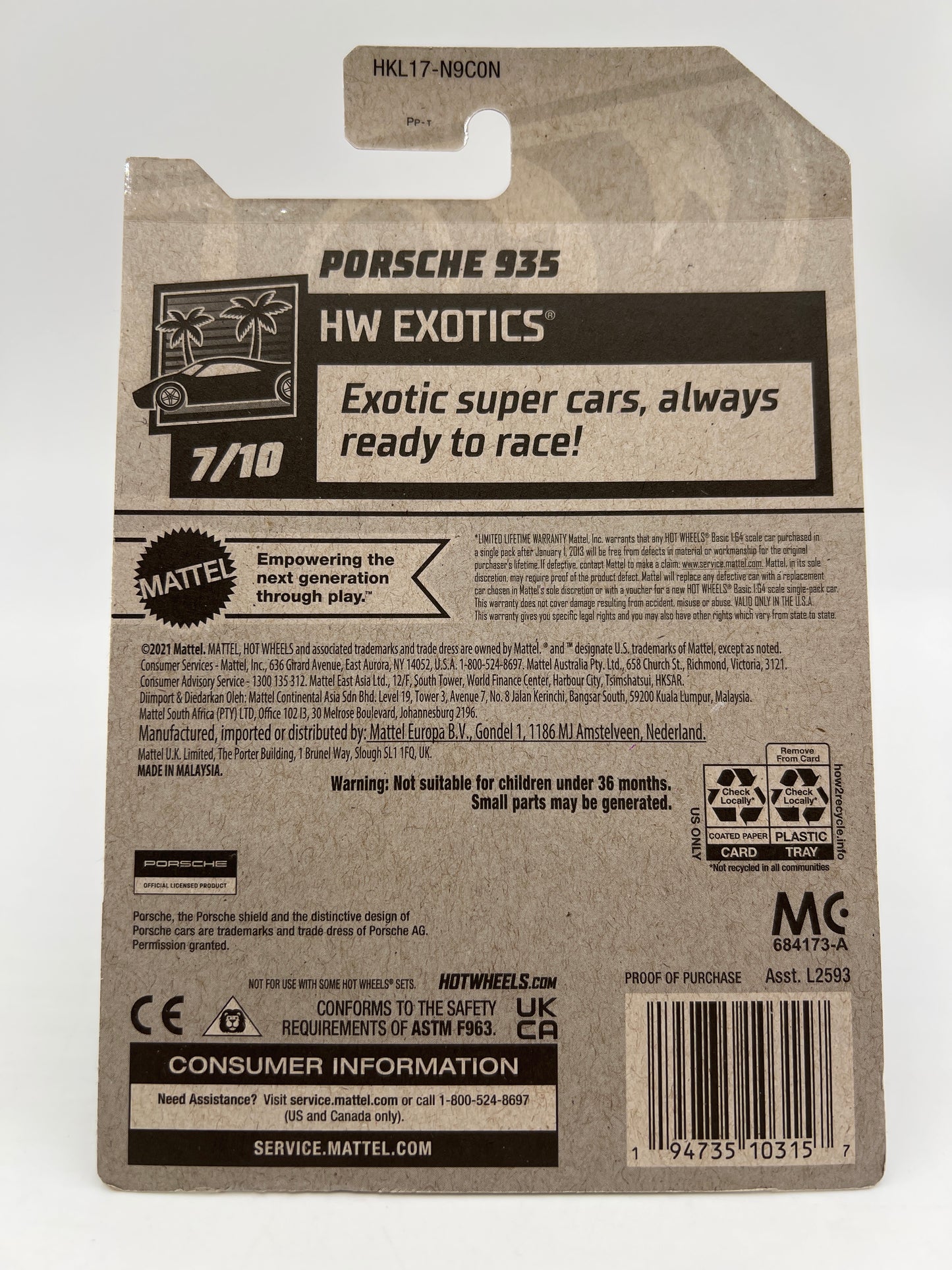 2023 Hot Wheels Super Treasure Hunt #223 Porsche 935 Blue W/Protector