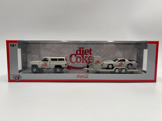 2025 M2 Machines Auto Haulers Diet Coke 1973 Chevrolet Cheyenne Super 10 4x4 & 1985 Chevrolet Camaro IROC-Z TW39