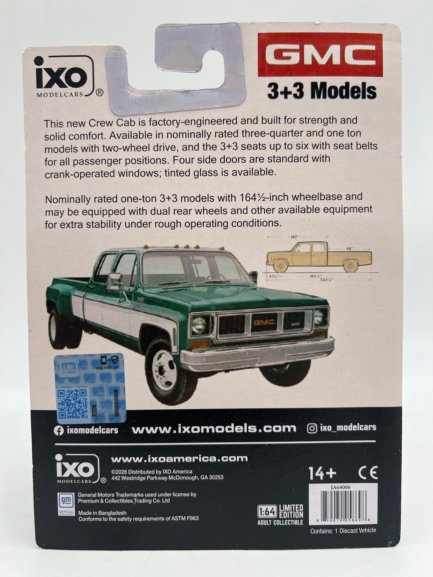 IXO Models 1973 GMC Sierra Grande 3500 Crew Cab Green/White