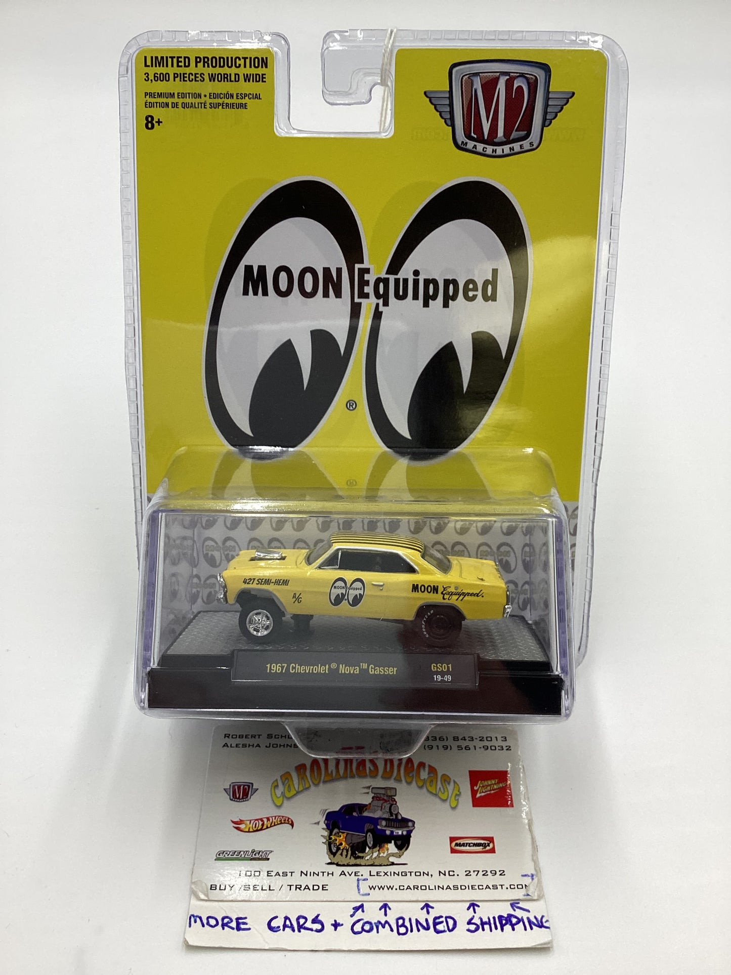 M2 Machines  Moon Equipped 1967 Chevrolet Nova Gasser Yellow Mooneyes GS01 201F