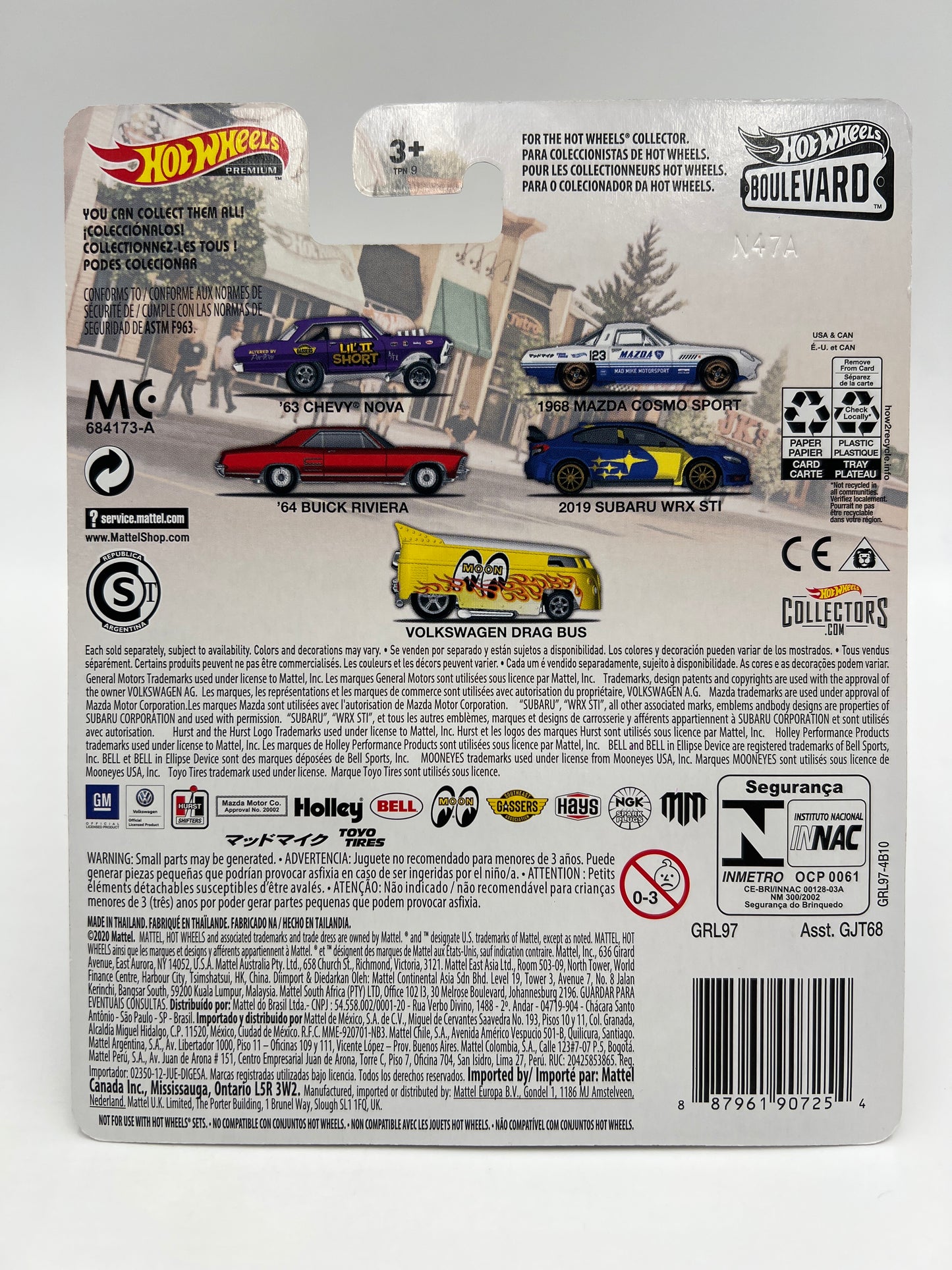 Hot Wheels Premium Boulevard #24 2019 Subaru WRX STI Blue/Yellow W/Protector