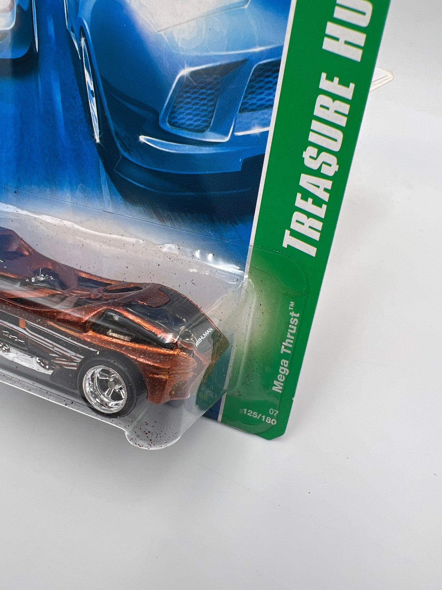 2007 Hot Wheels Super Treasure Hunt #125 Mega Thrust Orange Paint Flaking