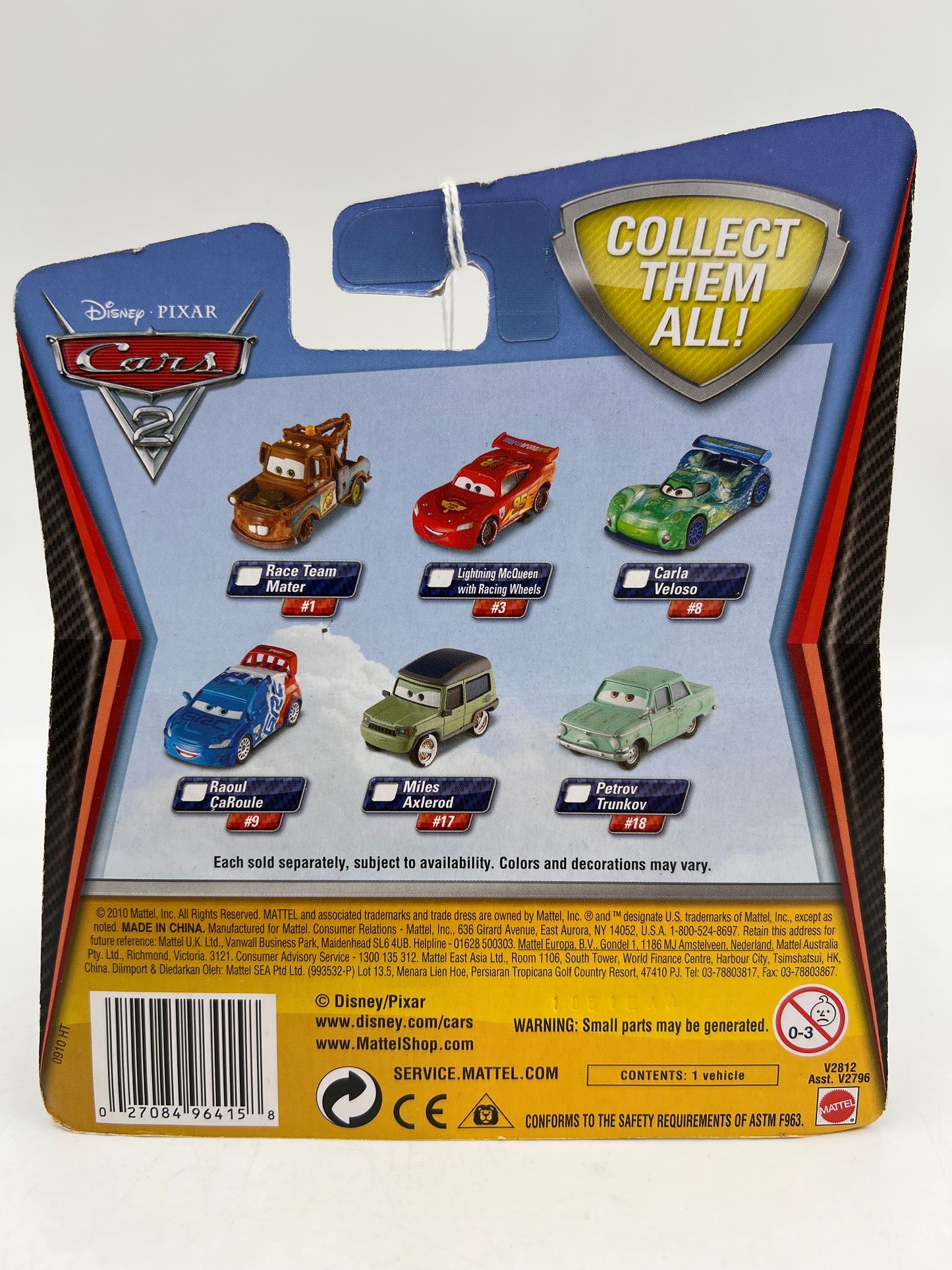 Disney Pixar Cars 2 #17 ERROR Miles Axlerod W/Jeff Gorvette #7 Name Card