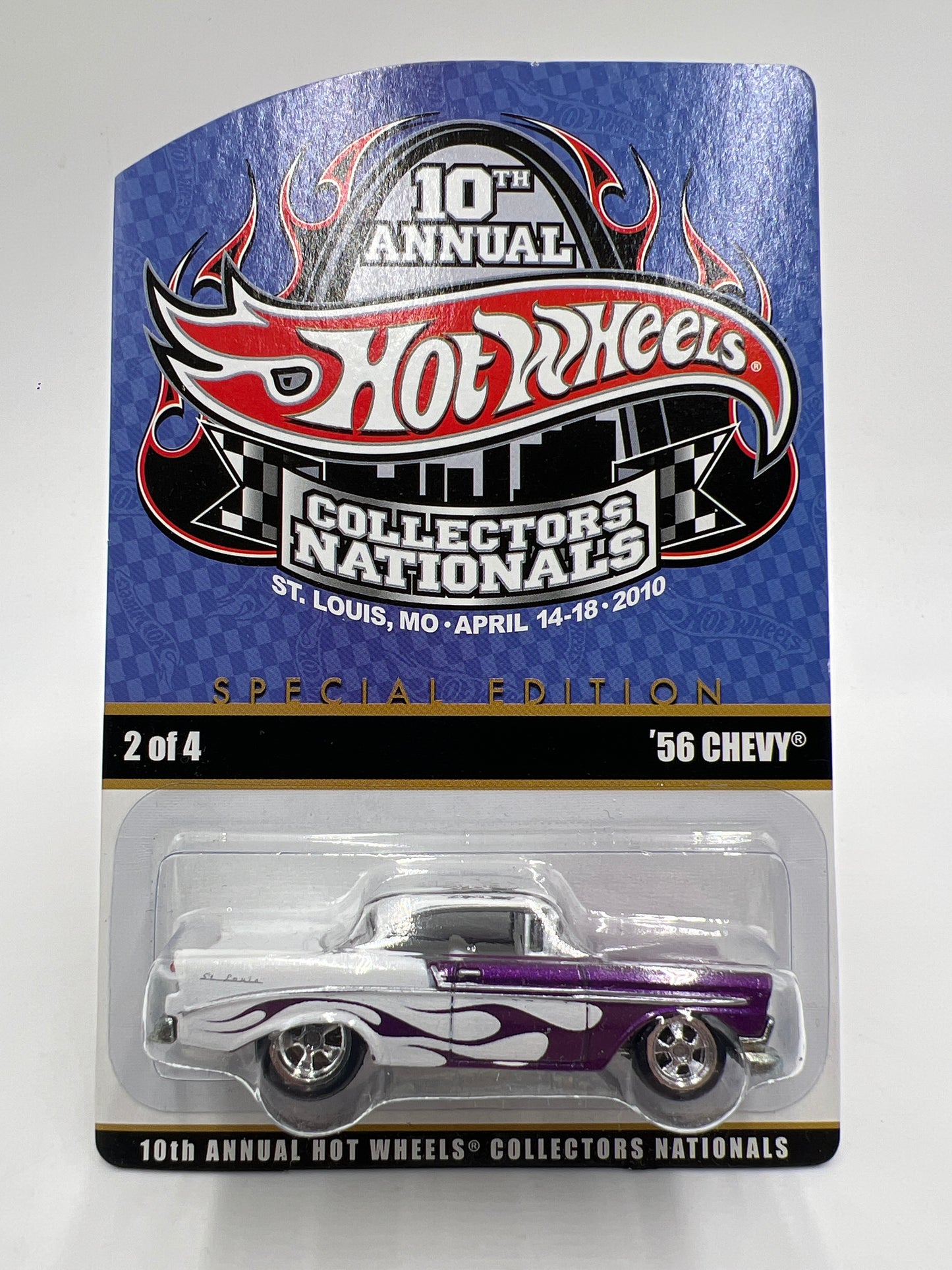 2010 Hot Wheels 10th Annual Collectors Nationals MO #1608/2400 56 Chevy W/Protector