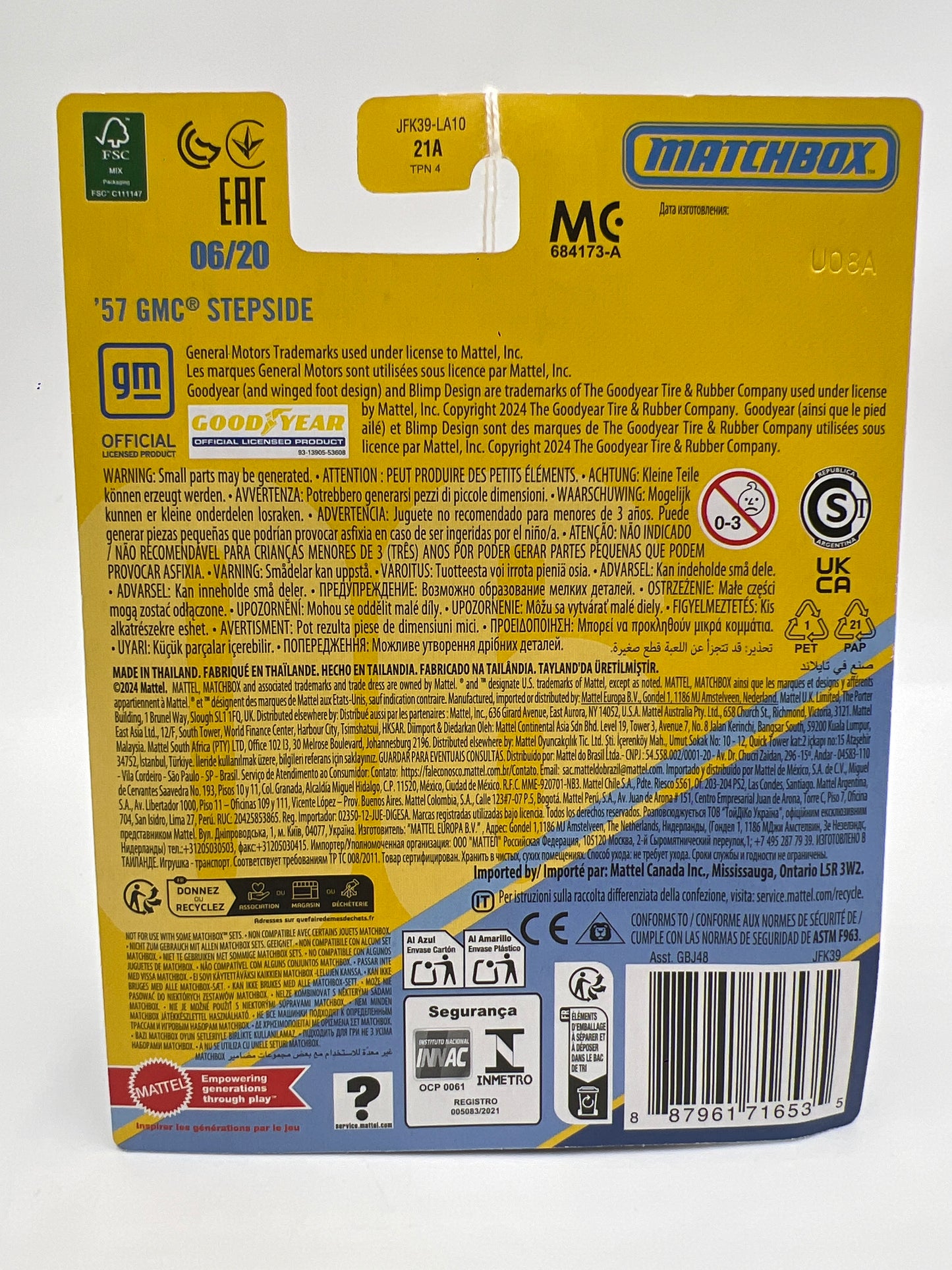 2025 Matchbox Collectors #6 57 GMC Stepside Blue Goodyear 169C