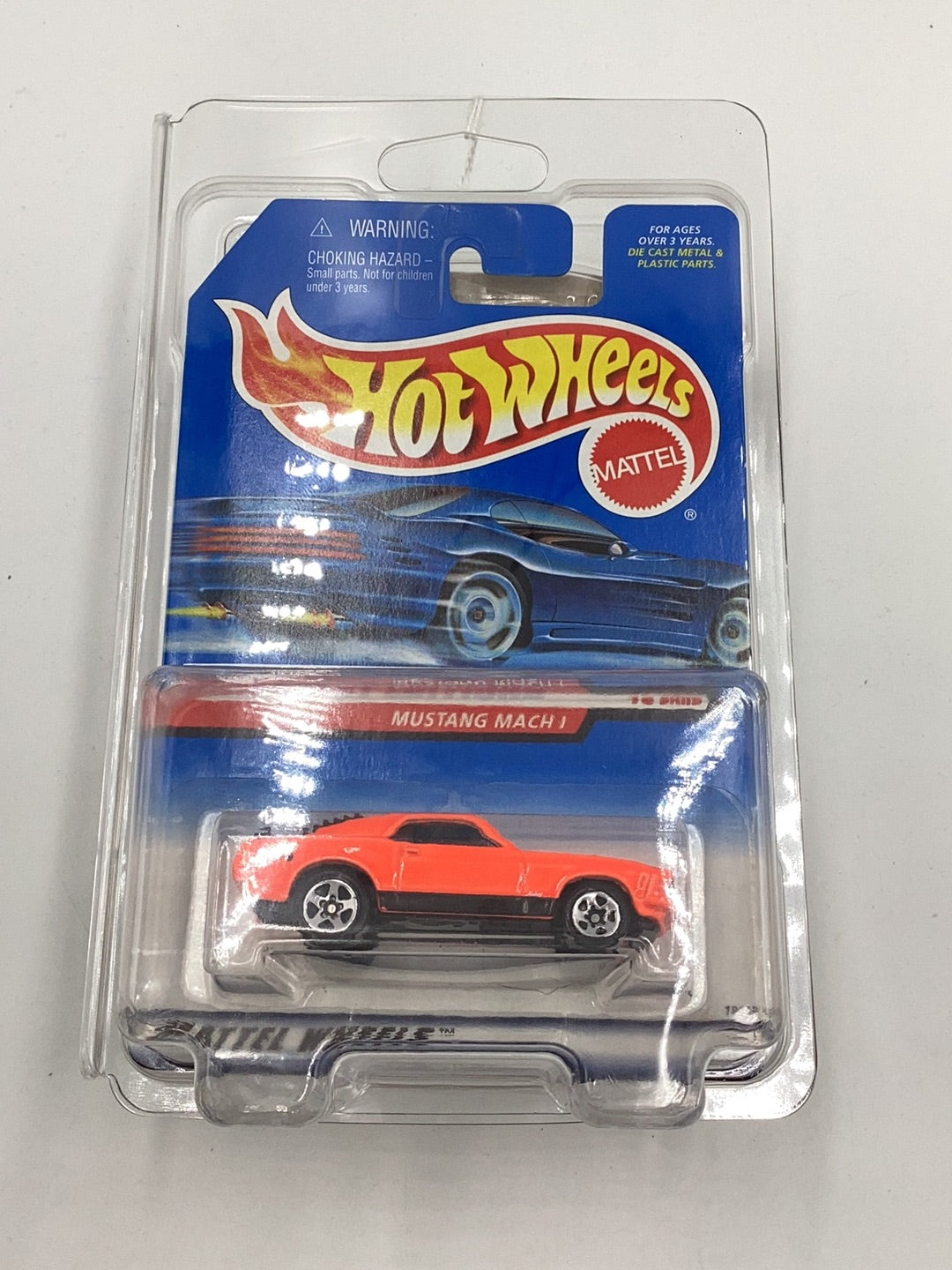 1998 hot wheels #670 Mustang Mach 1 Orange tough color to find with protector