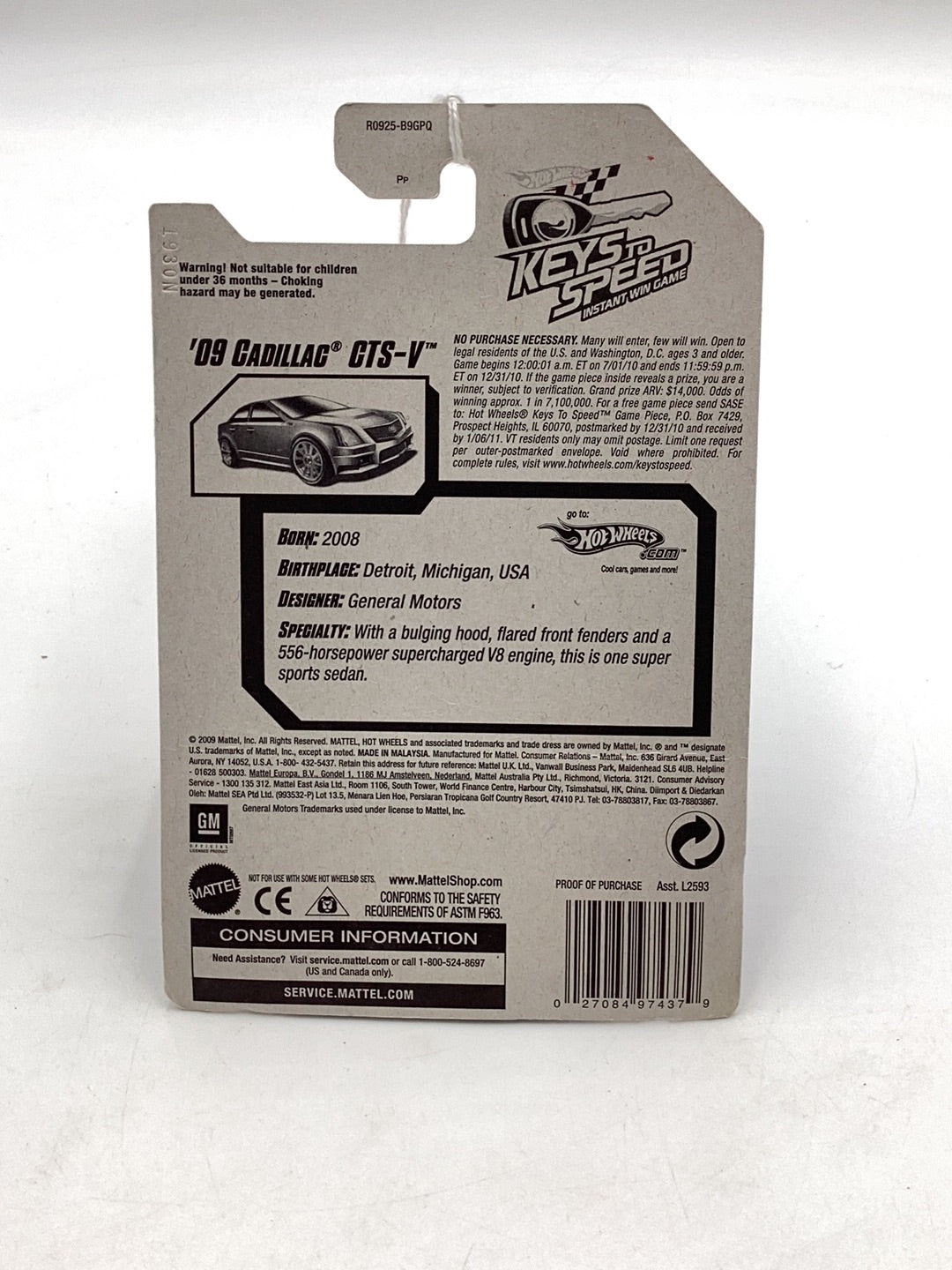 2010 Hot Wheels #10 09 Cadillac CTS-V 240C silver with protector