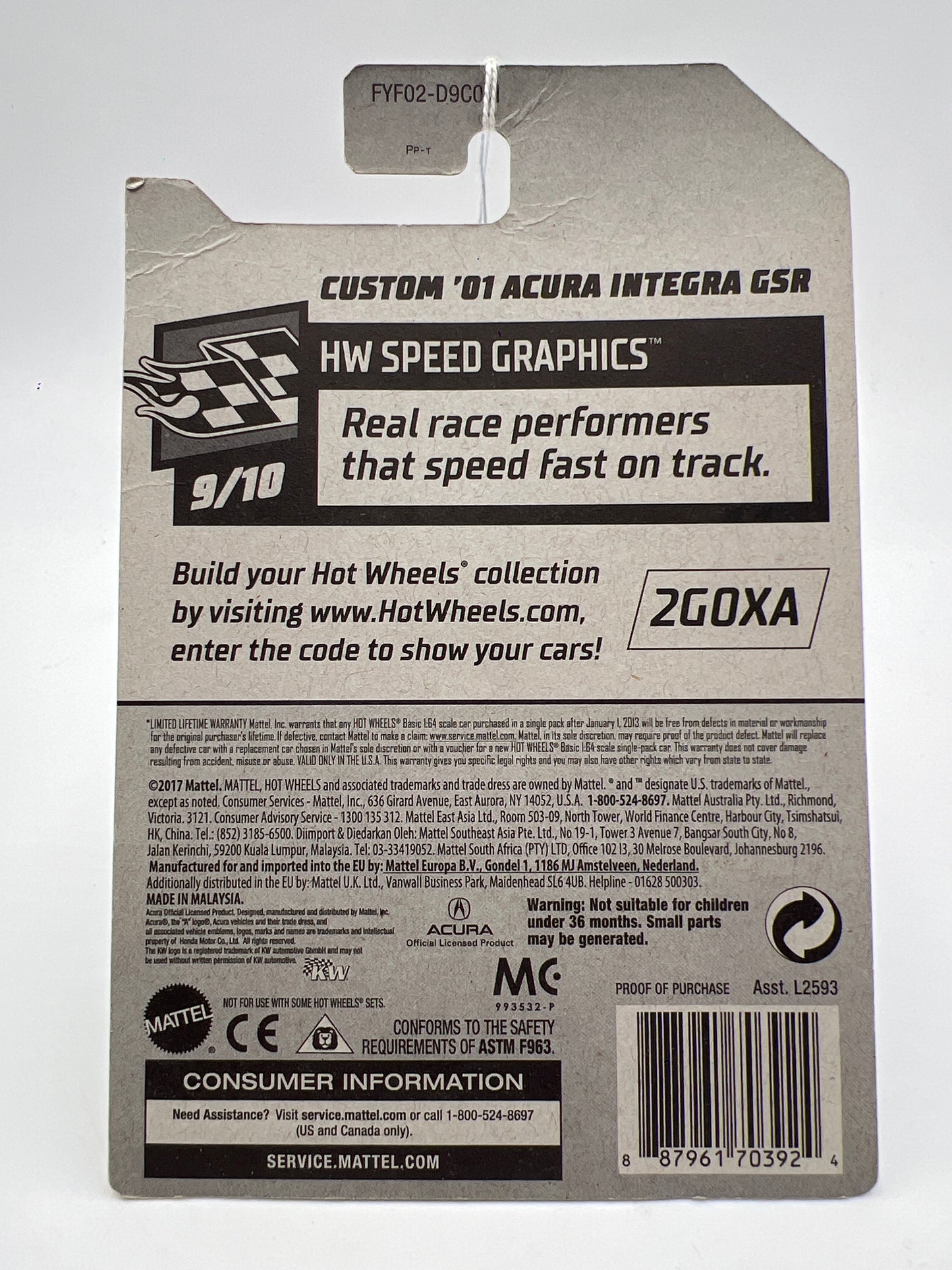 2019 Hot Wheels HW Speed Graphics #5 Custom 01 Acura Integra GSR Black 81C