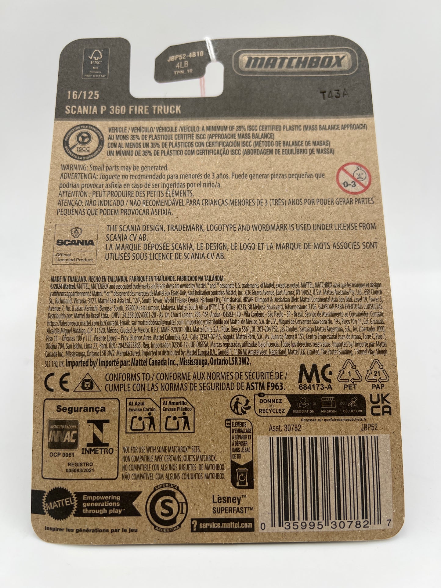 2025 Matchbox #16 Scania P 360 Fire Truck White 215G