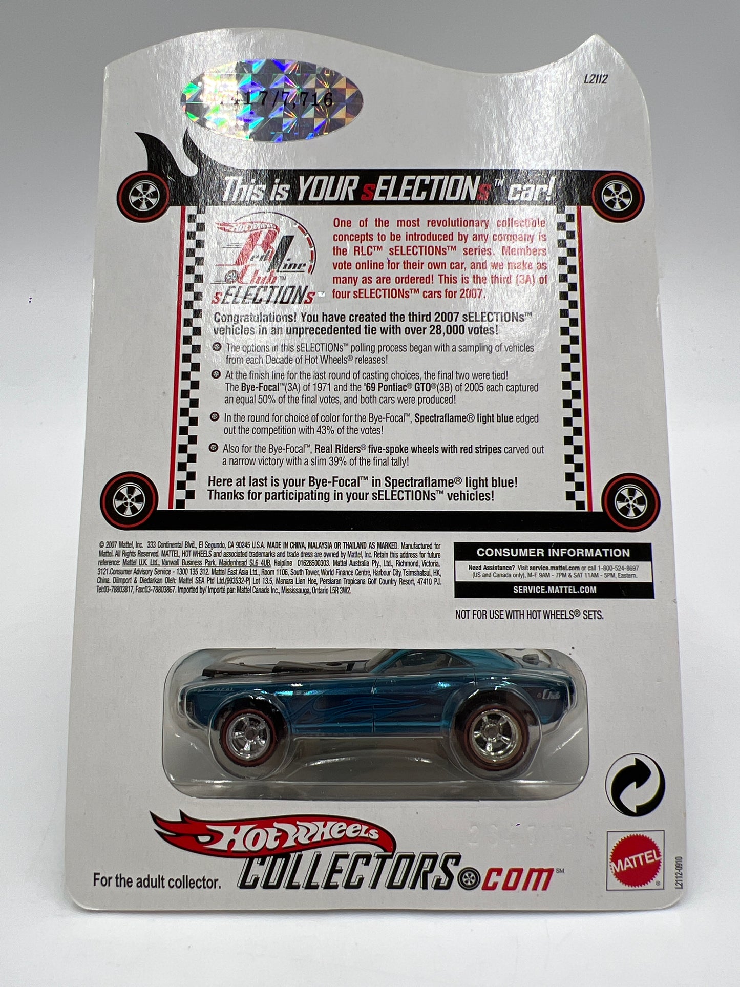 2007 Hot Wheels RLC sELECTIONs Series #3A Bye-Focal Blue 7417/7716 W/Protector