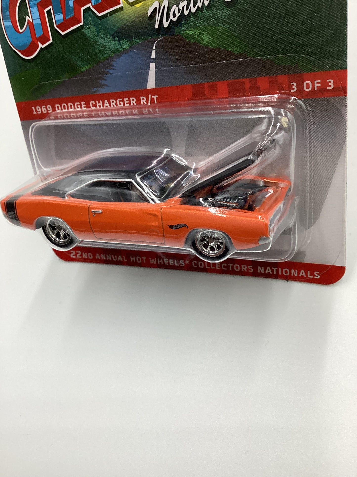 2022 Hot wheels 22nd Annual Collectors Nationals Charlotte 1969 Dodge Charger R/T Orange 2777/4000 with protector