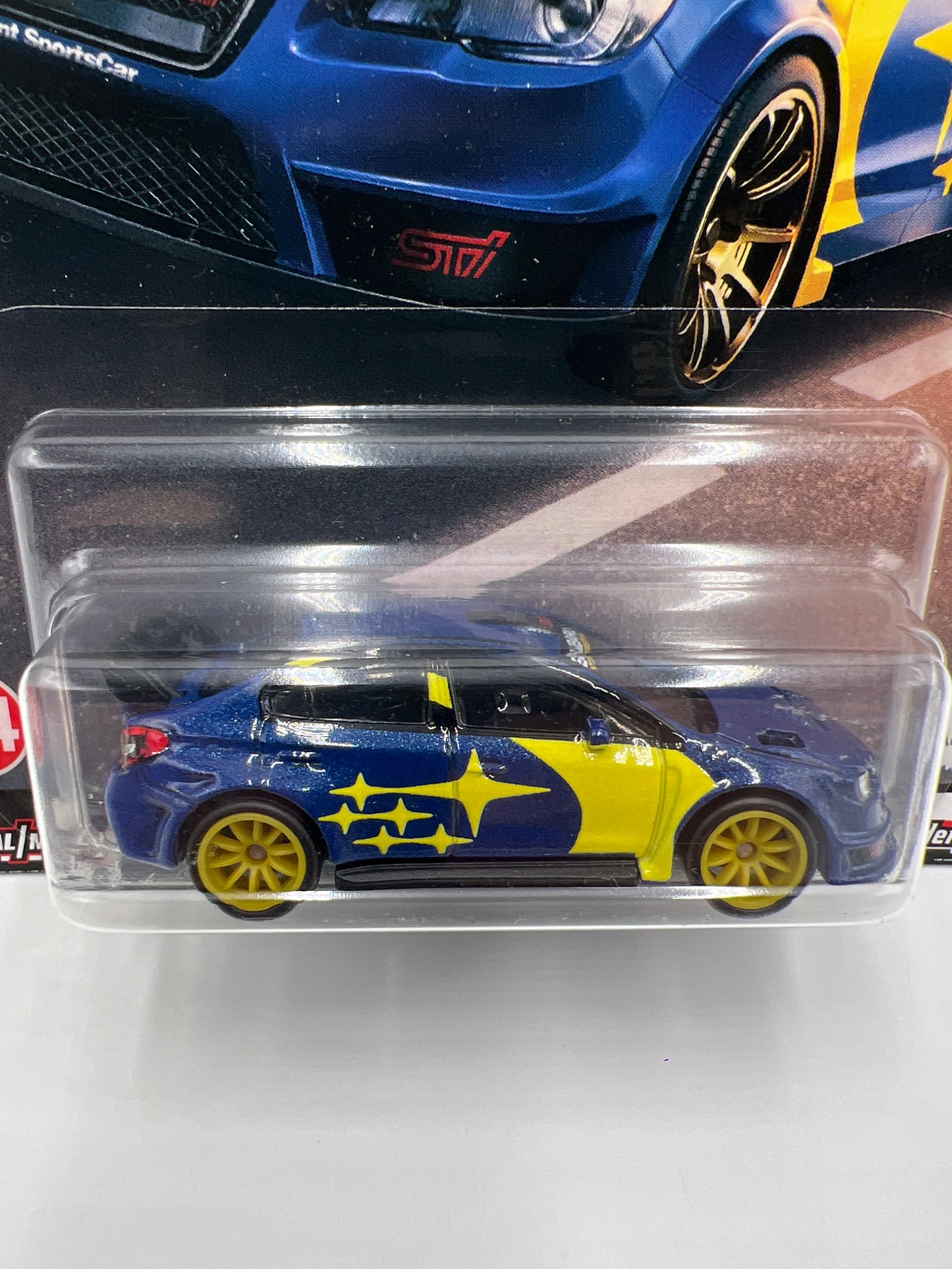 Hot Wheels Premium Boulevard #24 2019 Subaru WRX STI Blue/Yellow W/Protector