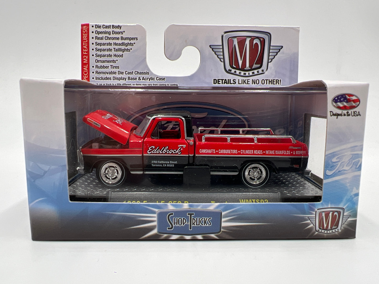 M2 Machines Shop-Trucks Walmart Exclusive 1969 Ford F-250 Ranger Truck Red Edelbrock WMTS02