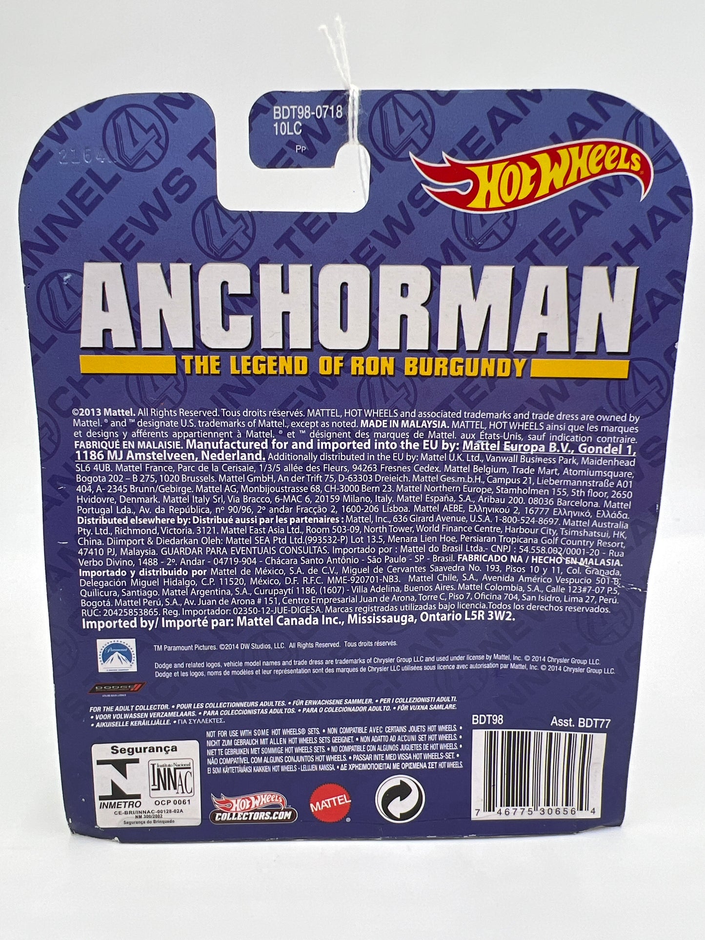 Hot Wheels Retro Entertainment Anchorman 77 Custom Dodge Van White Bad Card
