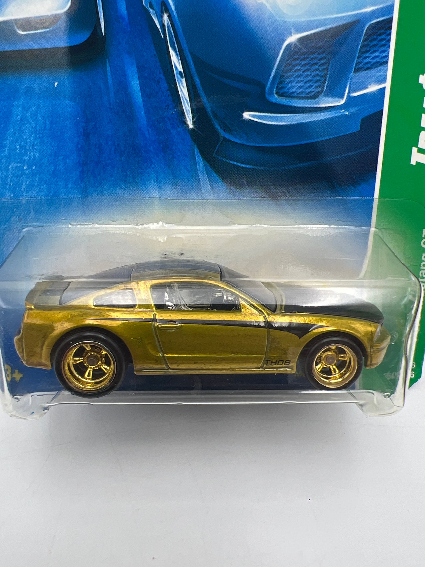 2008 Hot Wheels Super Treasure Hunt #164 Ford Mustang GT Gold W/Protector Cracked Blister