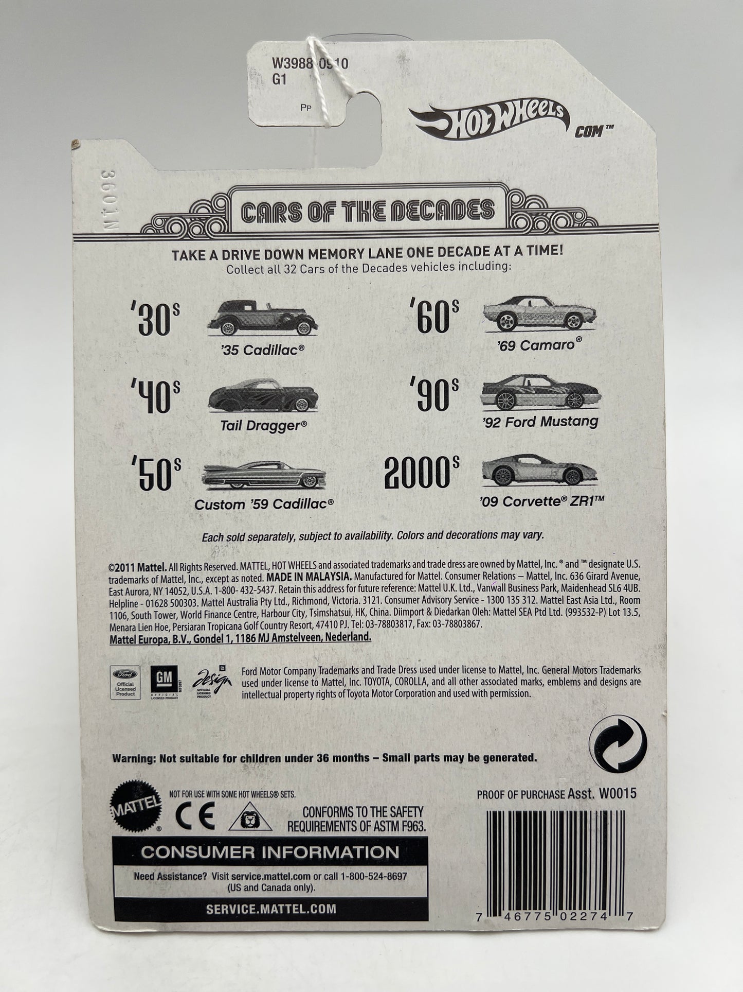 Hot Wheels Cars of the Decades The 60s #13 69 Camaro Yellow 164E