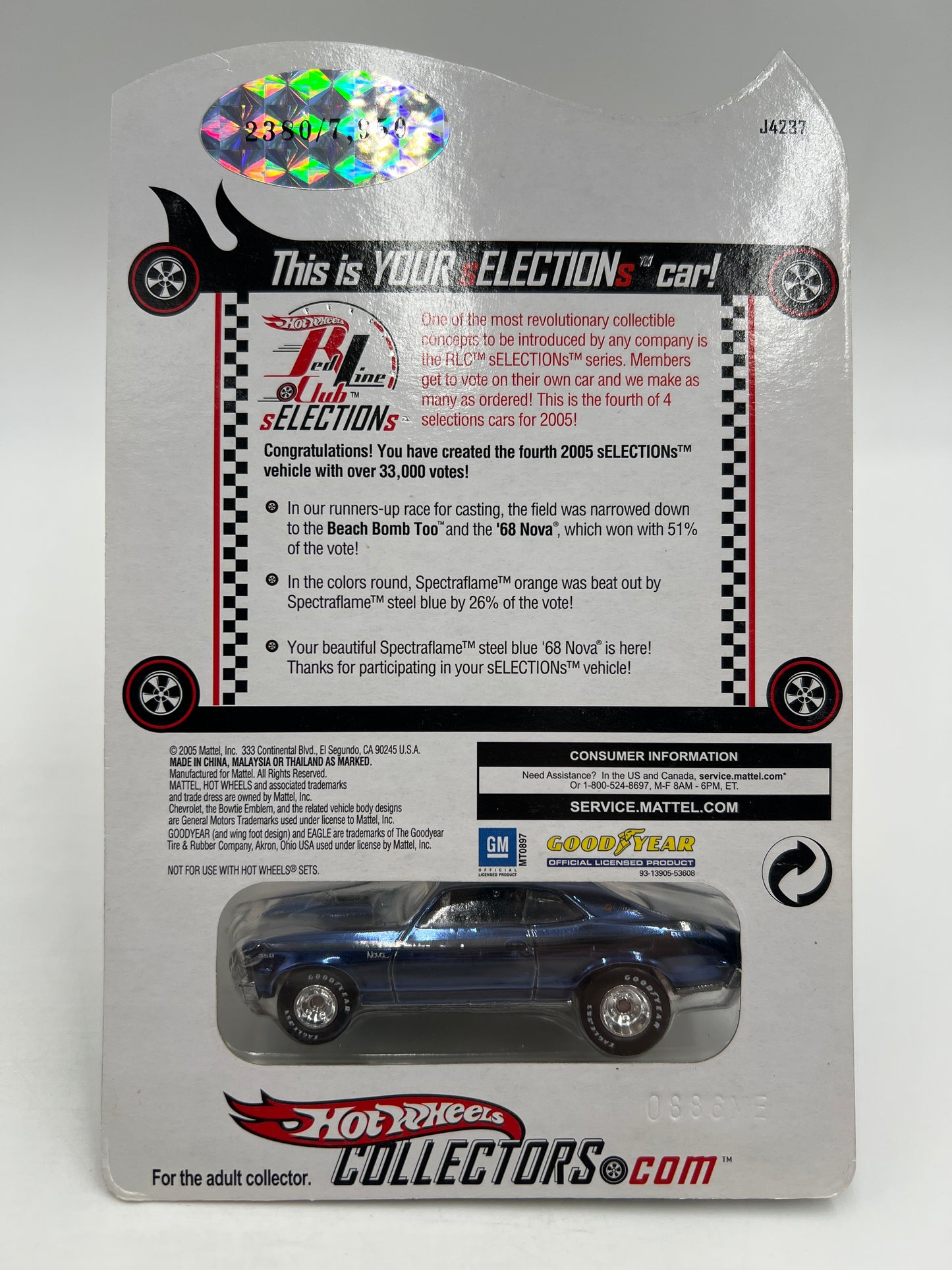 2005 Hot Wheels RLC sELECTIONs Series 2380/7950 68 Nova Dark Blue W/Protector