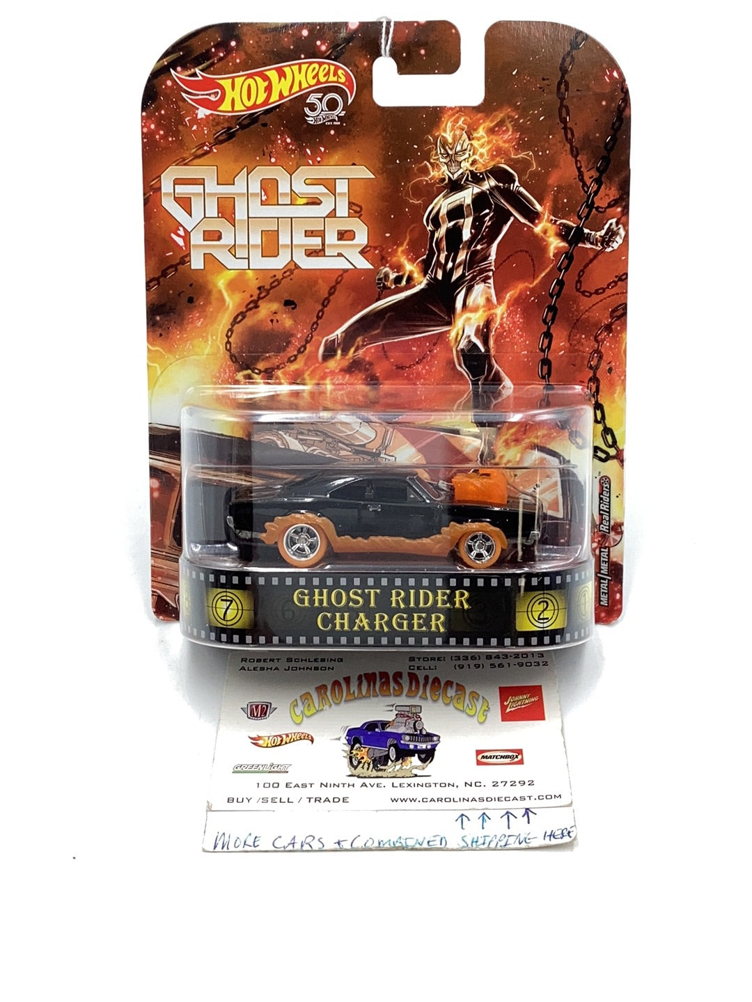 2018 Hot wheels retro entertainment Ghostrider Charger card variant Orange 264F