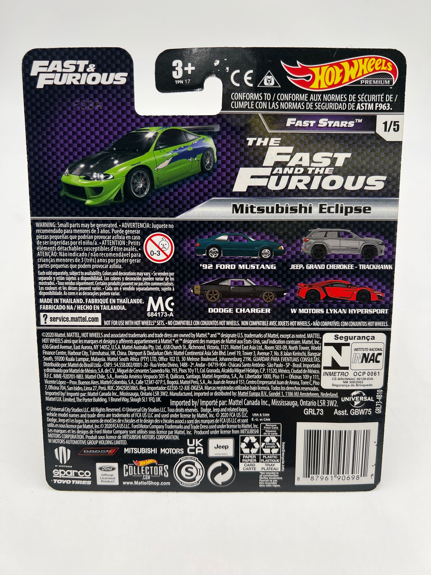 Hot Wheels Fast & Furious Fast Stars #1 Mitsubishi Eclipse Green W/Protector