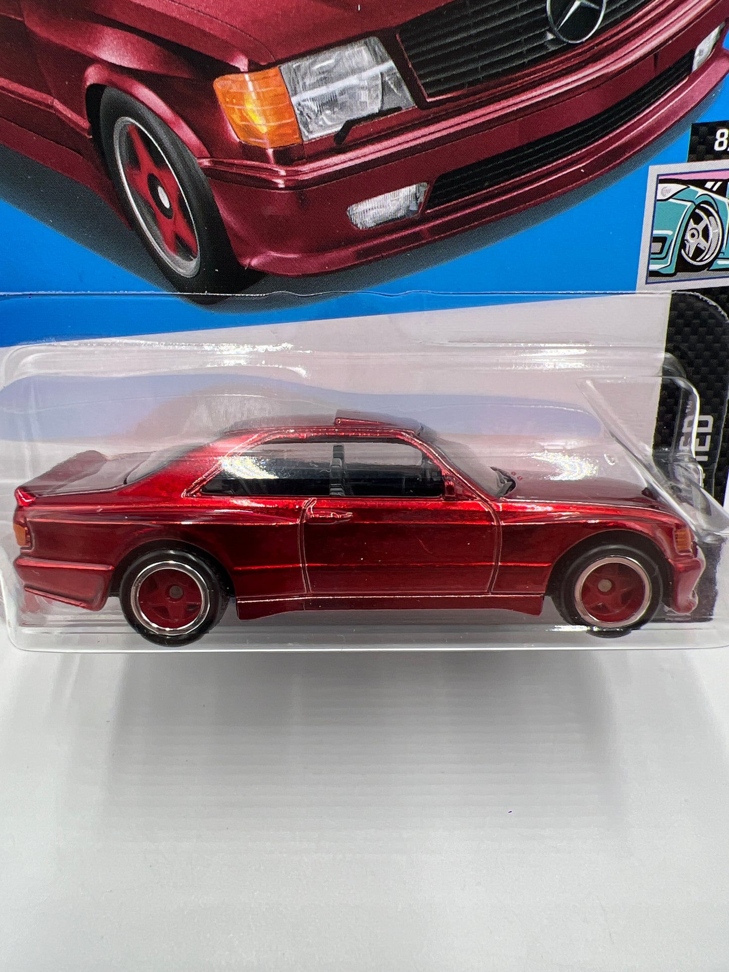 2024 Hot Wheels Super Treasure Hunt #82 89 Mercedes-Benz 560 SEC AMG Red W/Protector