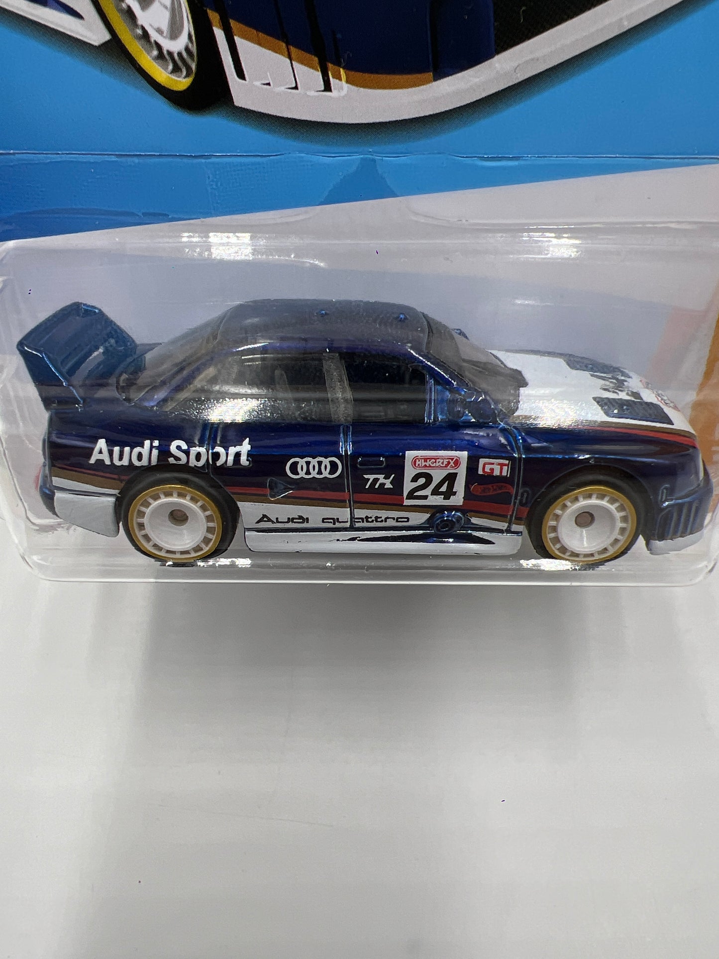 2024 Hot Wheels #144 Super Treasure Hunt Audi 90 Quattro Blue W/Protector