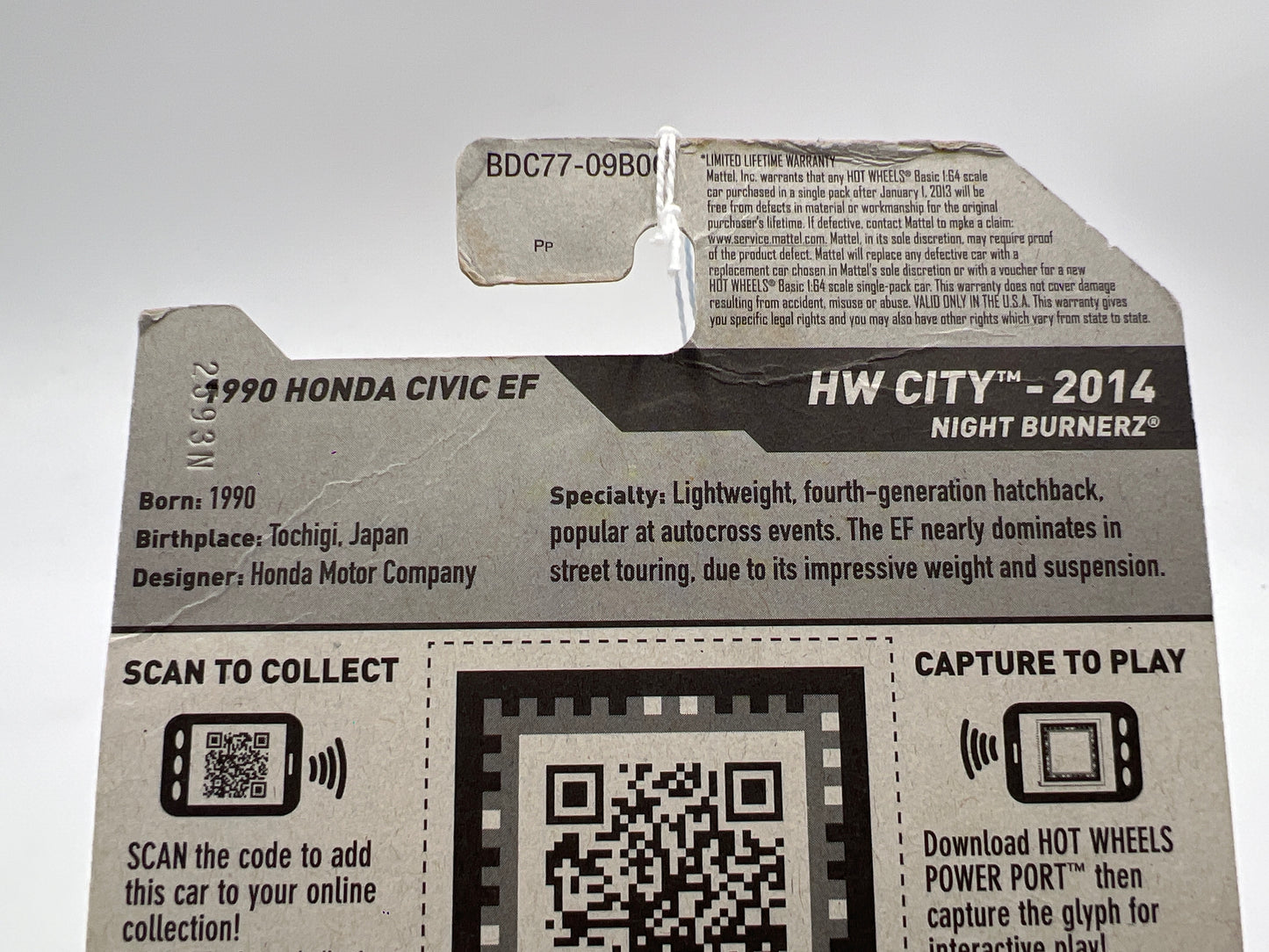 2014 Hot Wheels City #30 1990 Honda Civic EF Red Bad Card 78A