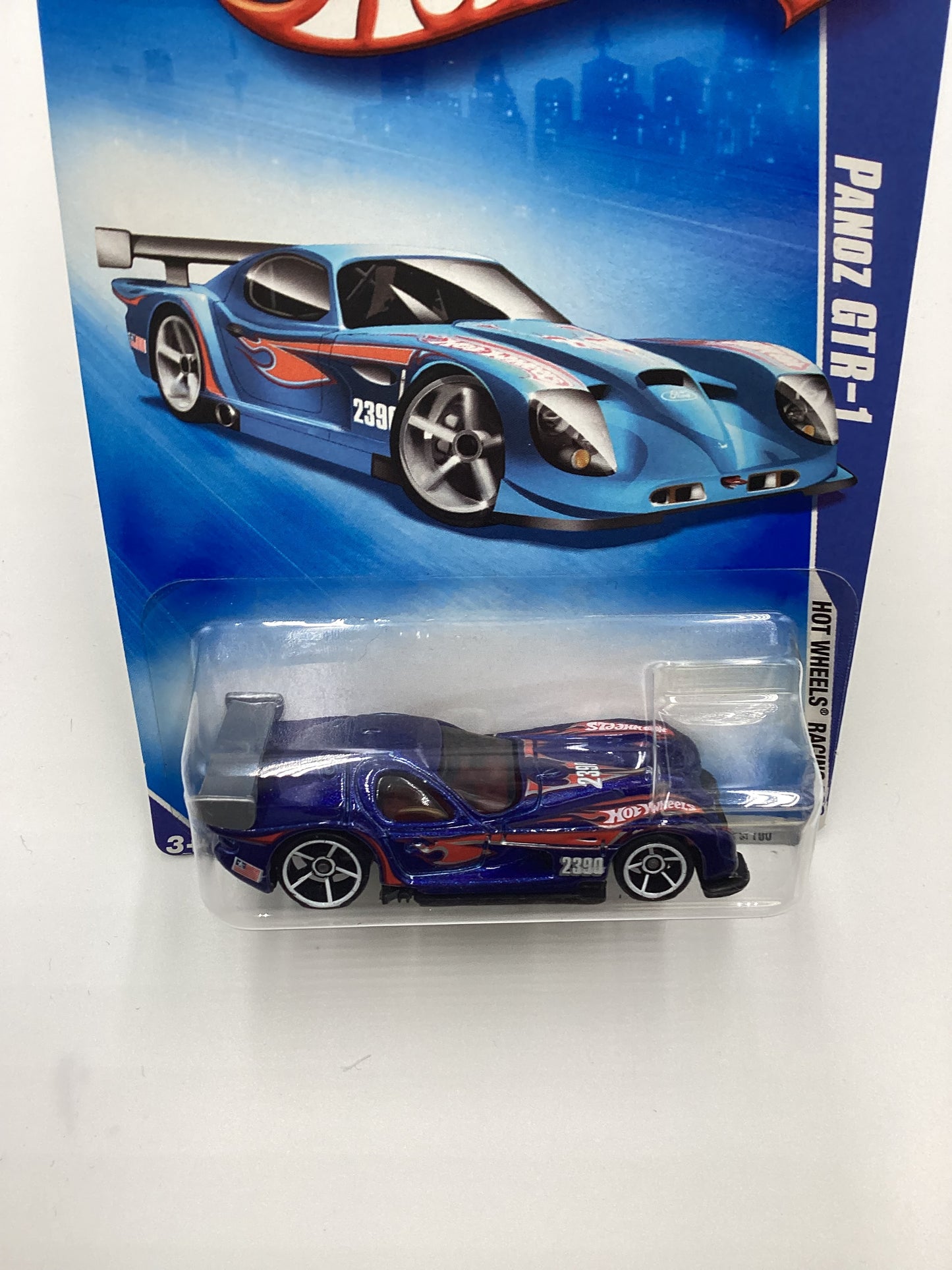 2009 Hot Wheels #070 Panoz GTR-1 Blue OH5 White Wheels 59B