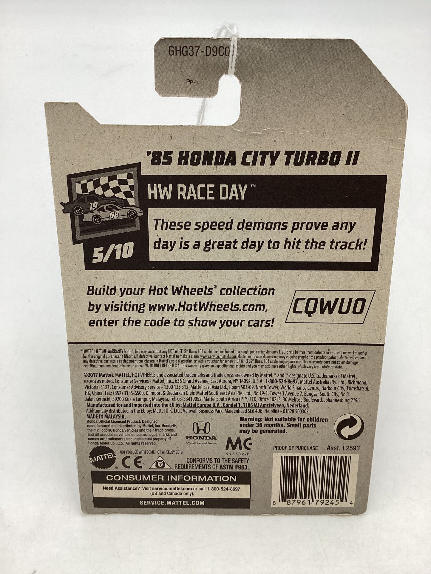 2020 Hot wheels Zamac 002 #11 85 Honda City Turbo II 147B