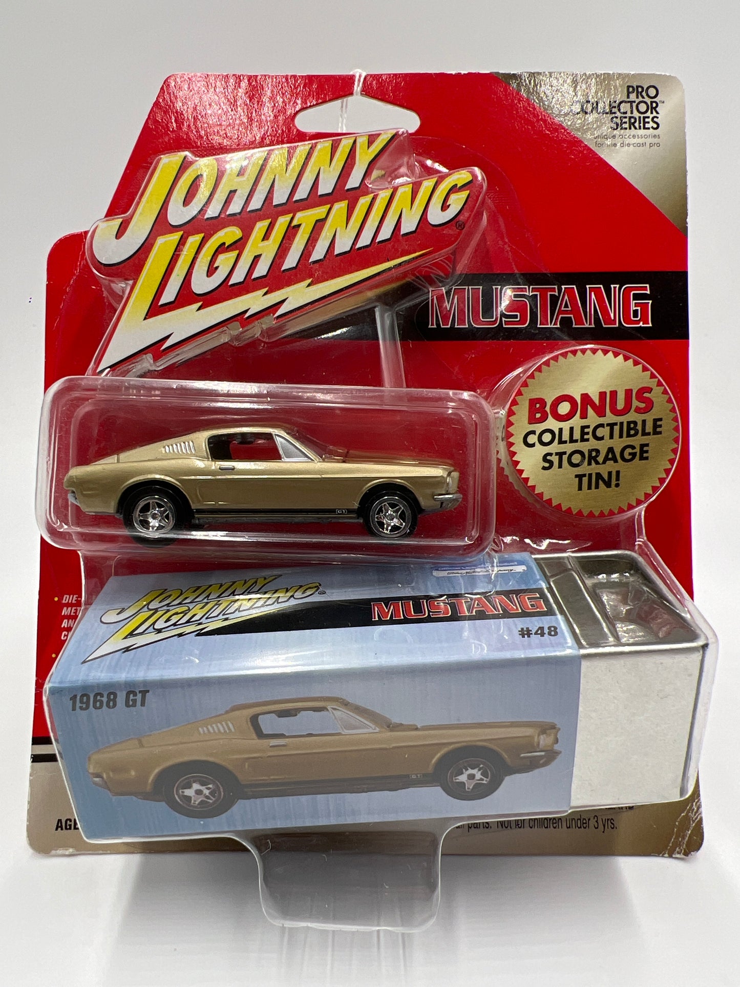 Johnny Lightning Pro Collector Series #48 1968 Ford Mustang GT Gold W/Storage Tin 218D