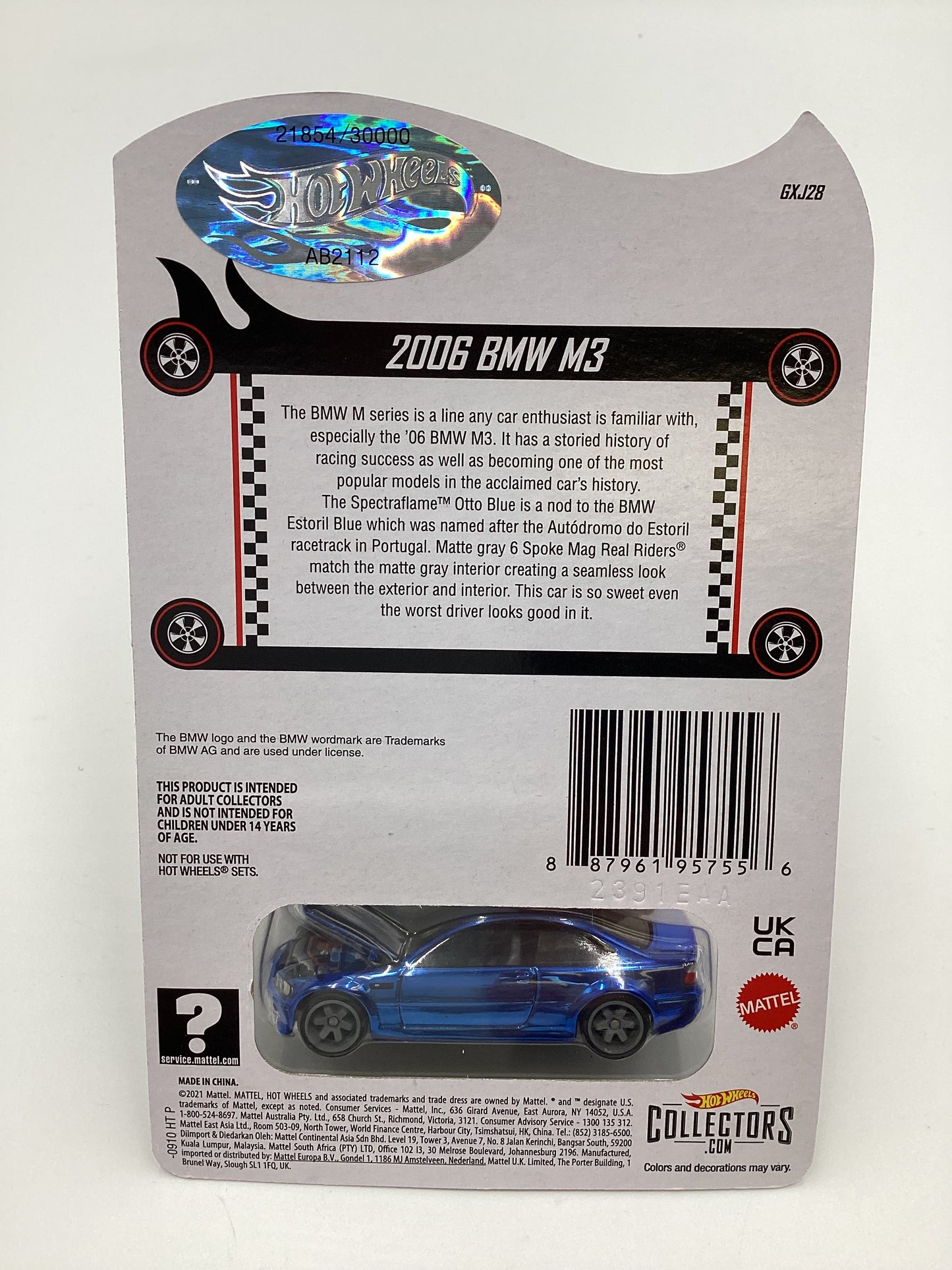 2022 Hot Wheels RLC #21854/30000 2006 BMW M3 Blue