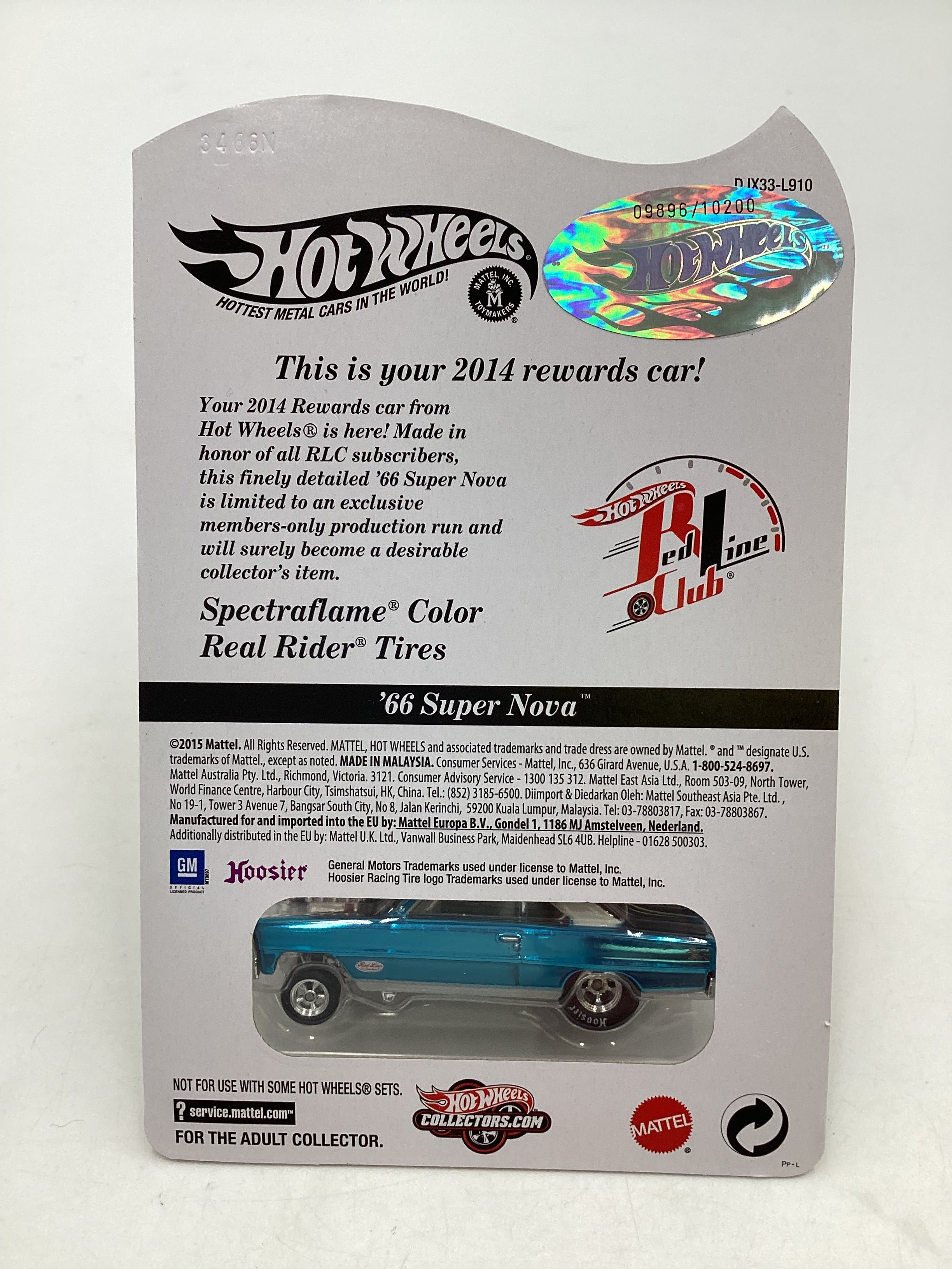 2014 Hot wheels RLC Rewards Car #09896/10200 66 Super Nova with