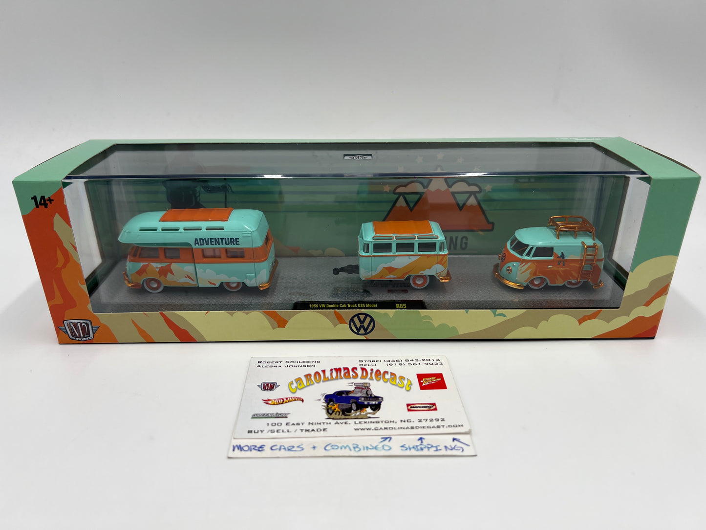 2025 M2 Machines Auto Haulers CHASE 1959 VW Double Cab Truck USA Model & 1960 VW Delivery Van & Trailer R85