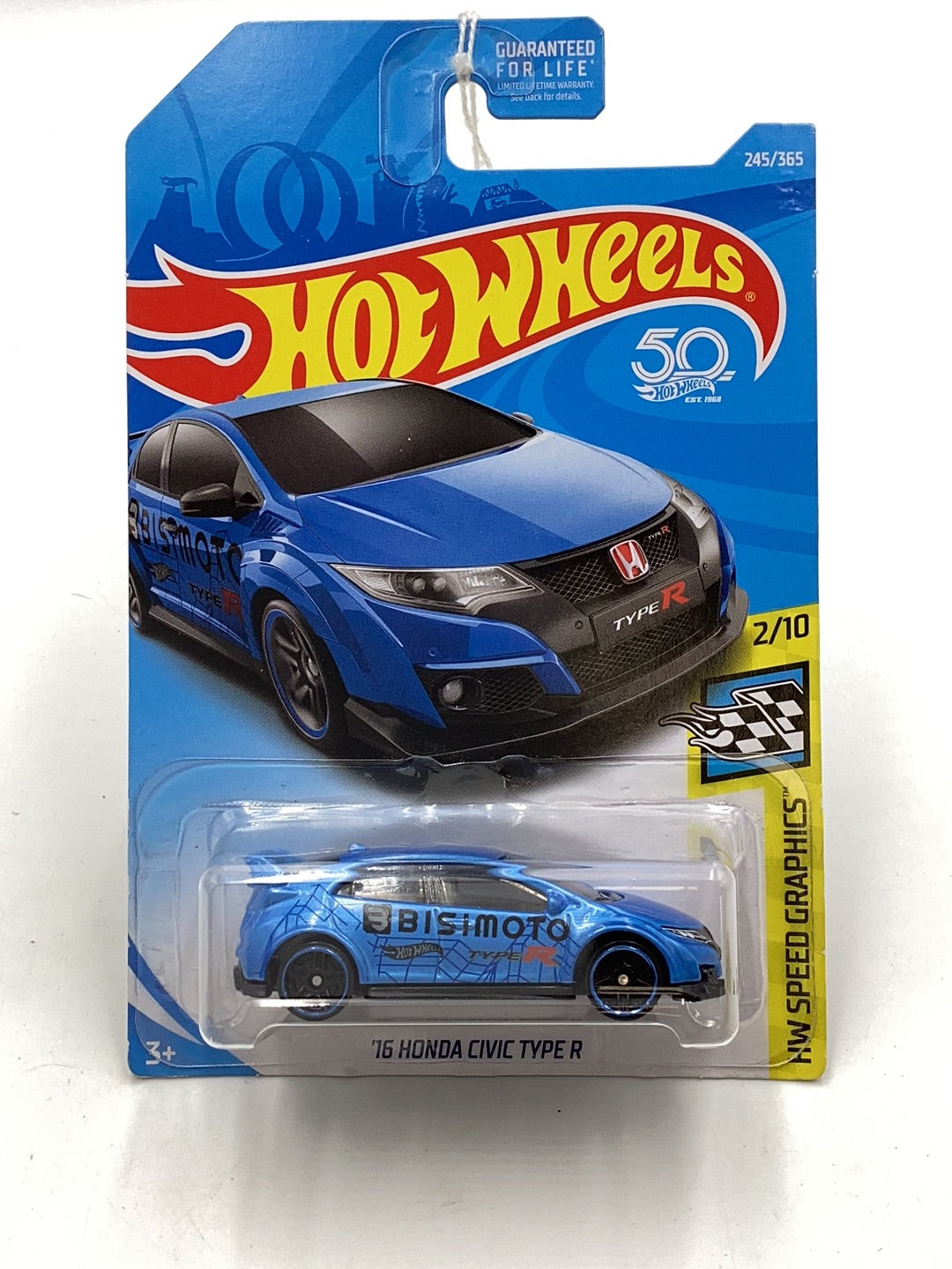 2018 Hot wheels #245 16 Honda Civic Type R Blue 75D