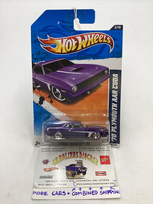 2011 Hot Wheels #83 70 Plymouth AAR Cuda Purple Walmart Exclusive 237C