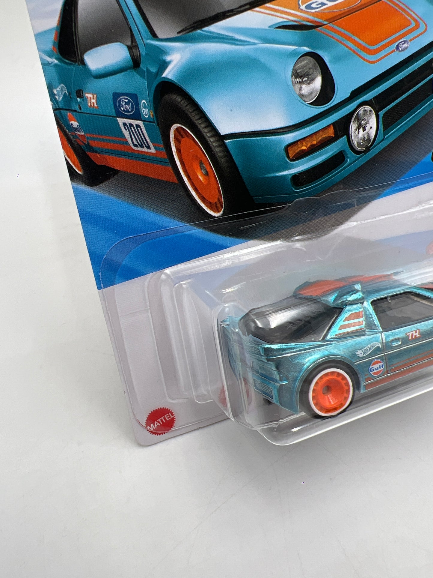 2025 Hot Wheels Super Treasure Hunt #247 Ford RS200 Gulf Blue W/Protector