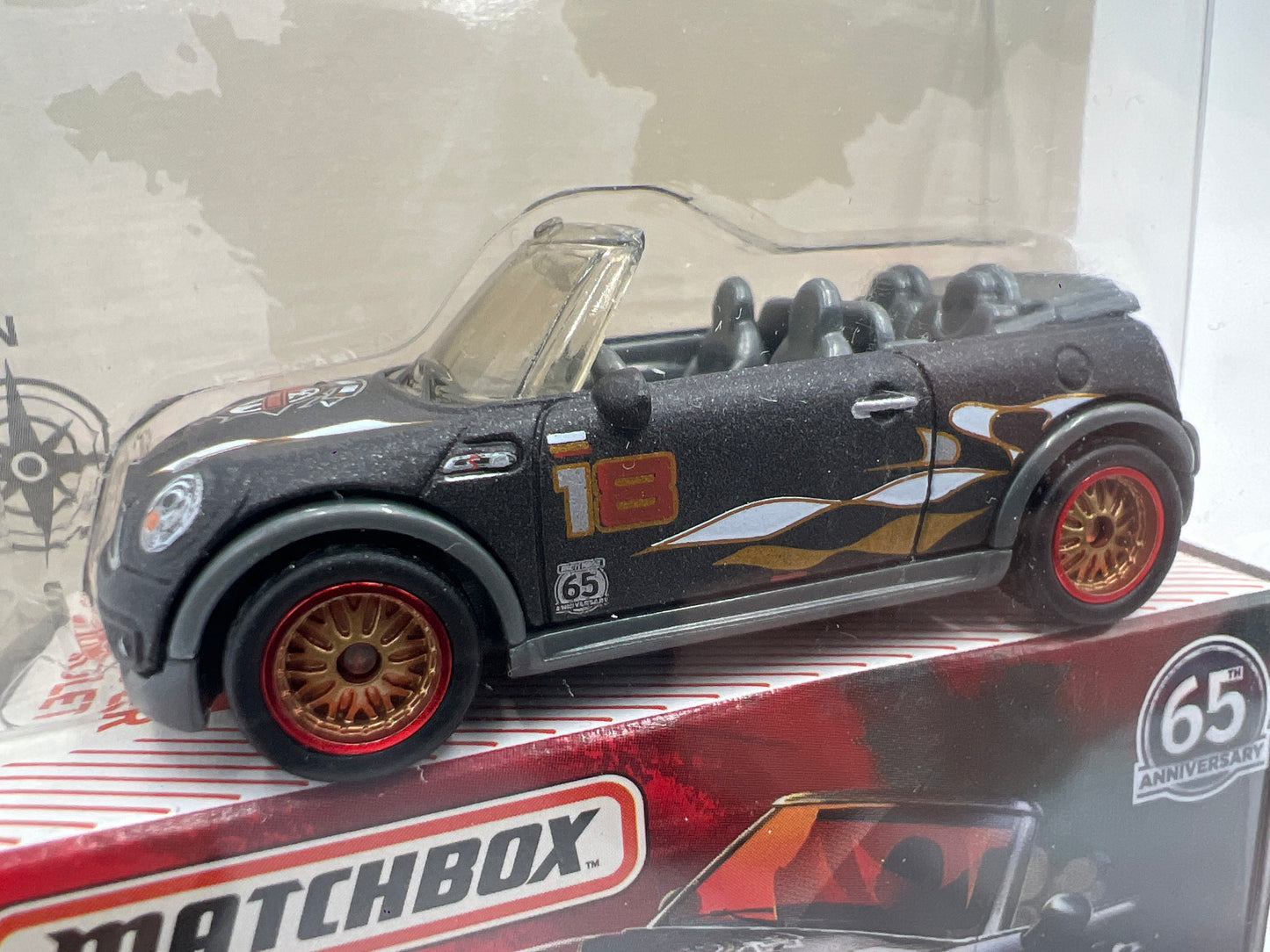 Matchbox 65th Anniversary Globe Travelers Mini Cooper S Cabrio Black 168N