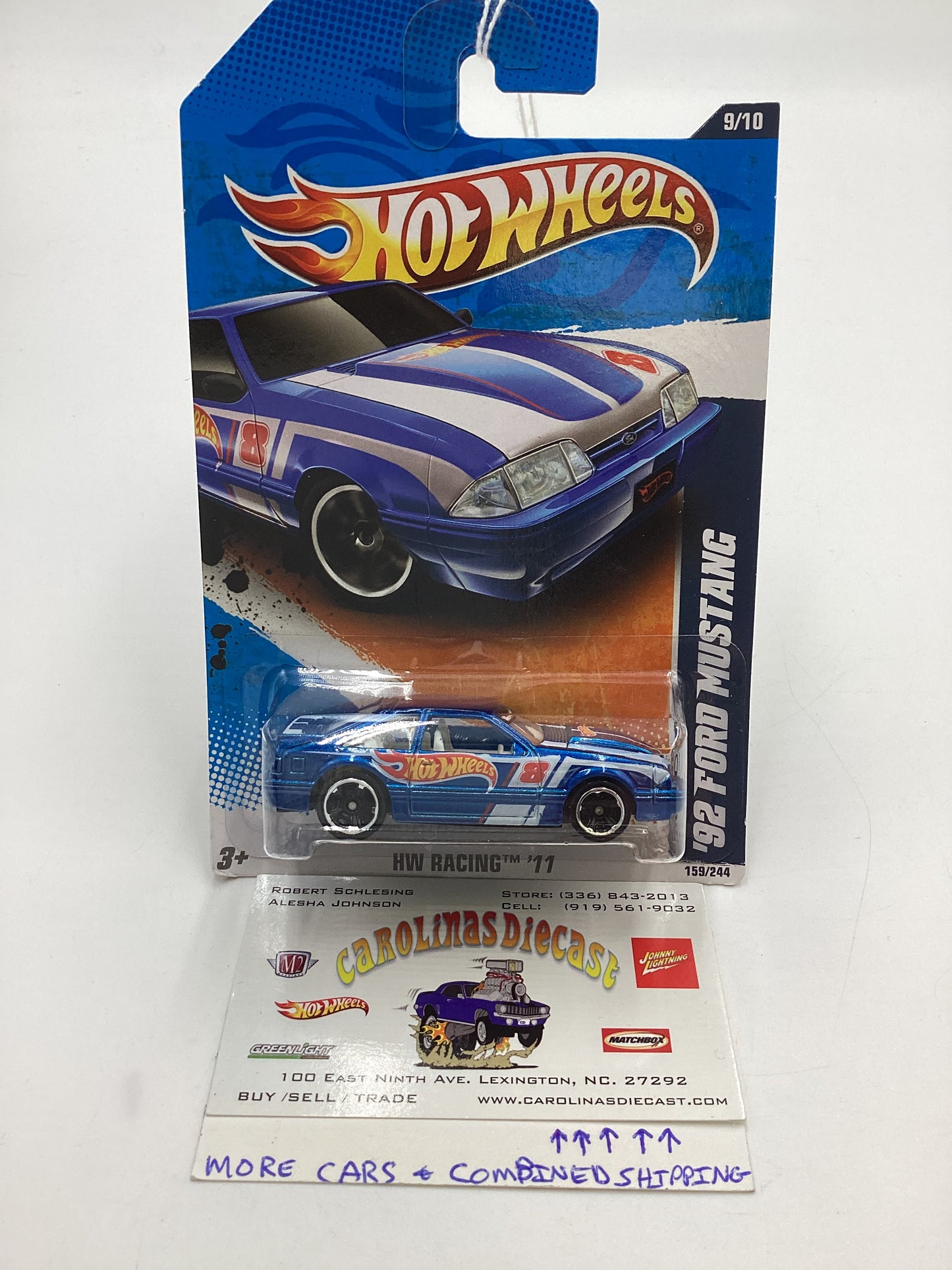 2011 Hot Wheels HW Racing #159 92 Ford Mustang Blue