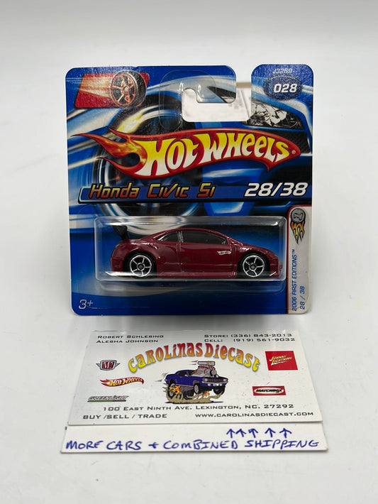 Hot Wheels 2006 FTE Short Card Honda Civic Si Red VHTF w/Protector