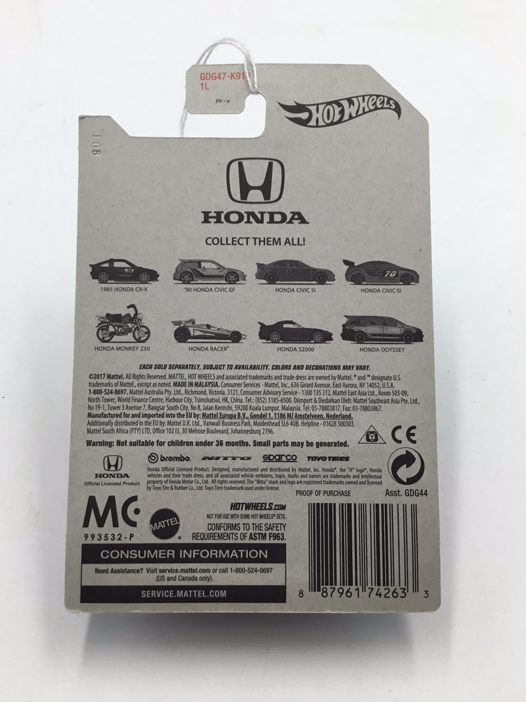 Hot wheels Honda series Honda Civic SI 3/8 Walmart exclusive