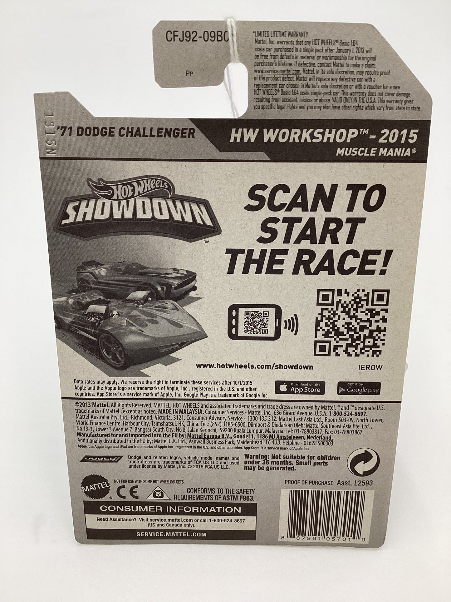 2015 Hot Wheels #227 ZAMAC 013 71 DODGE CHALLENGER 144D