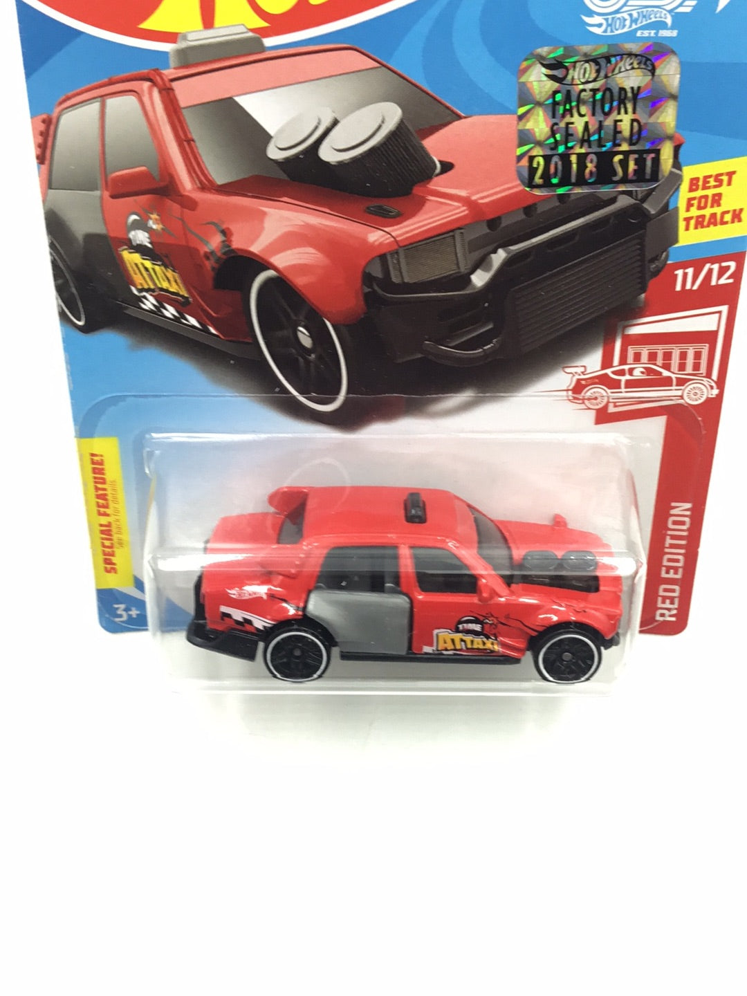 2018 hot wheels red edition #11 Time Attaxi target red factory sealed sticker