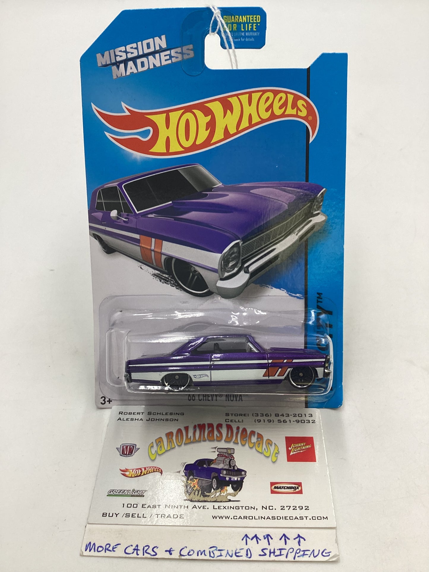 2014 HW City Scavenger Hunt 3/4 66 Chevy Nova Purple Kroger Exclusive 236D