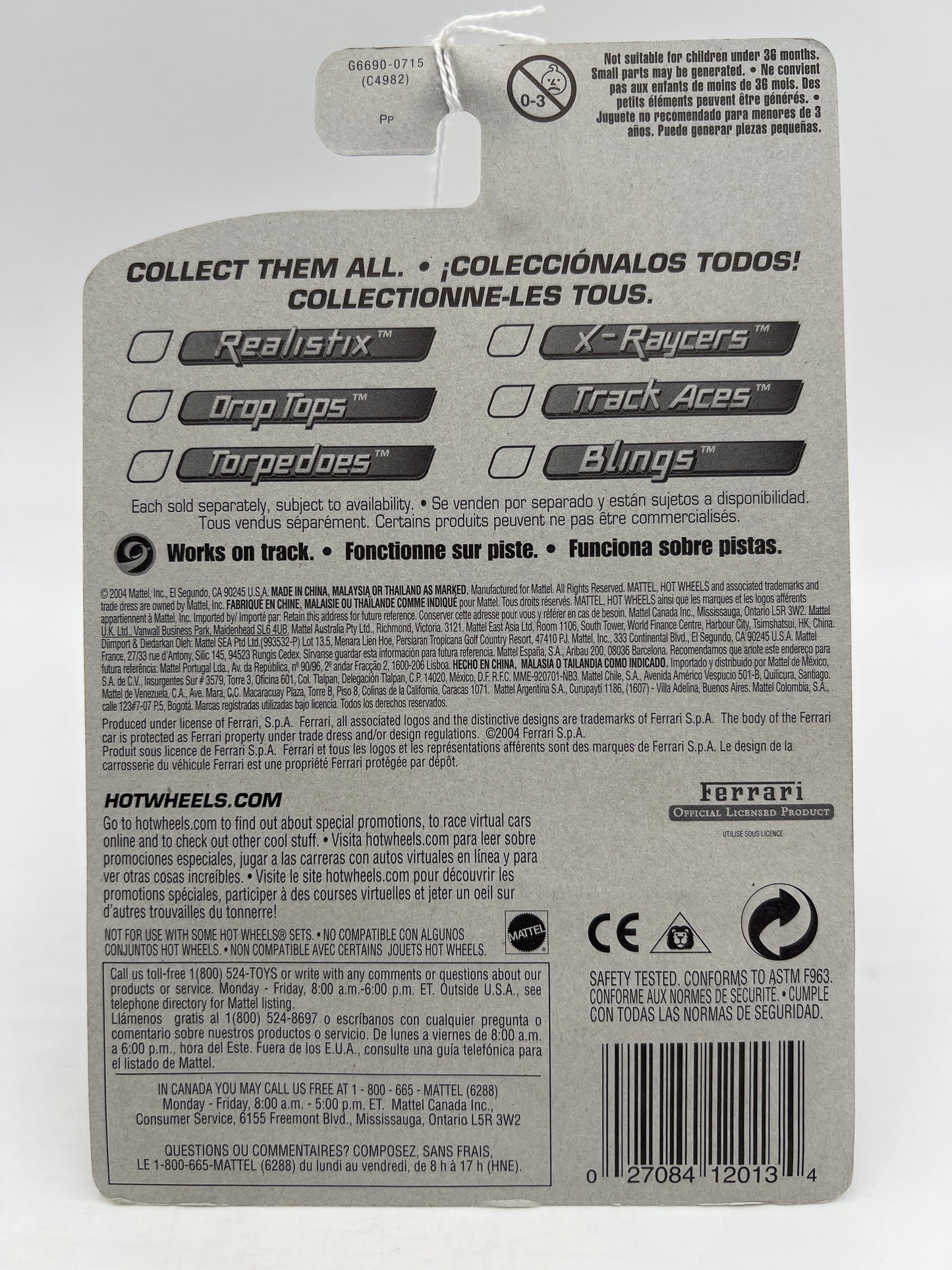 2005 Hot Wheels First Editions Realistix #3 Ferrari 575 GTC Red PR5 Wheels