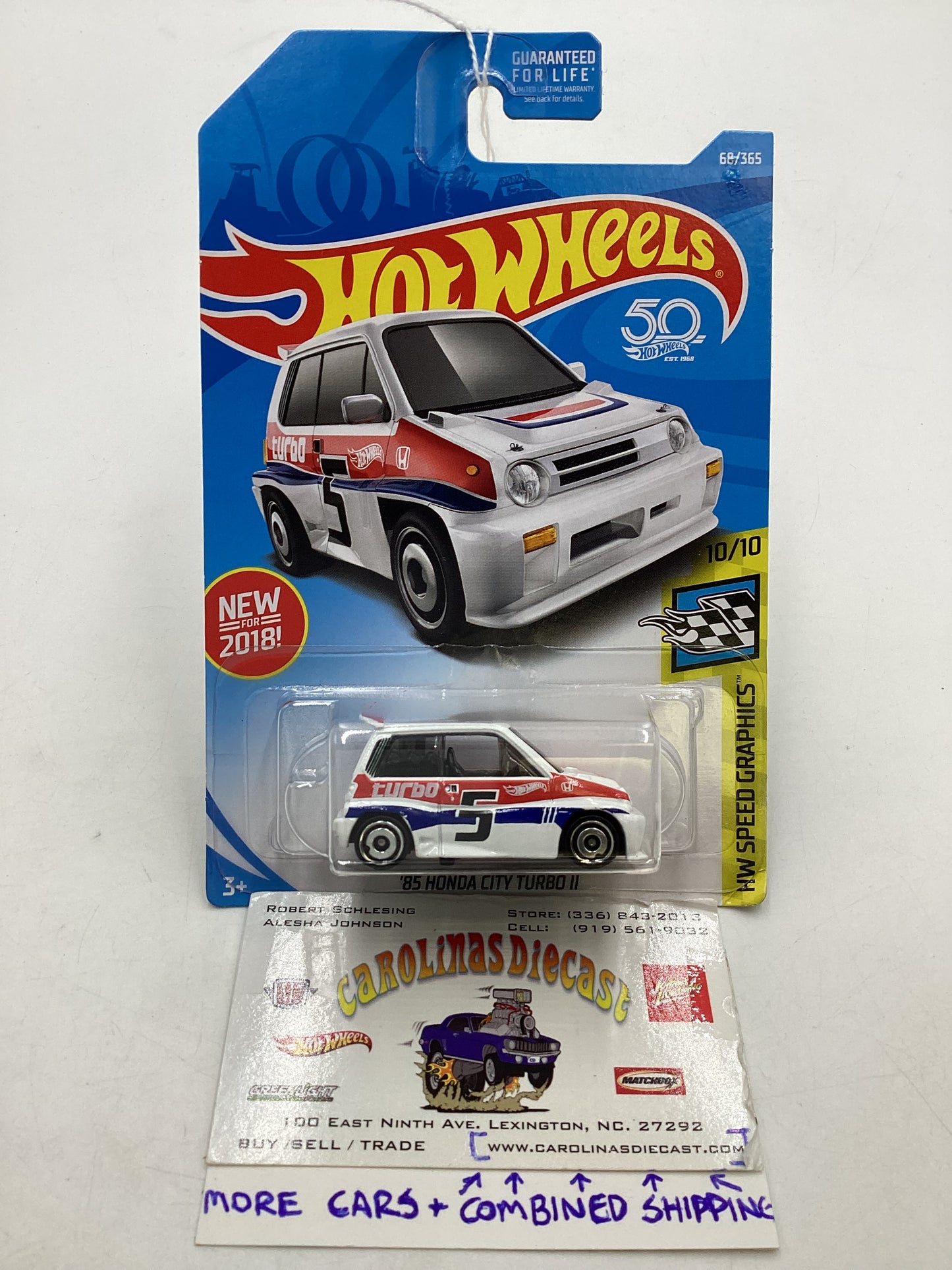 2018 Hot Wheels #068 White 85 Honda City Turbo II 75D